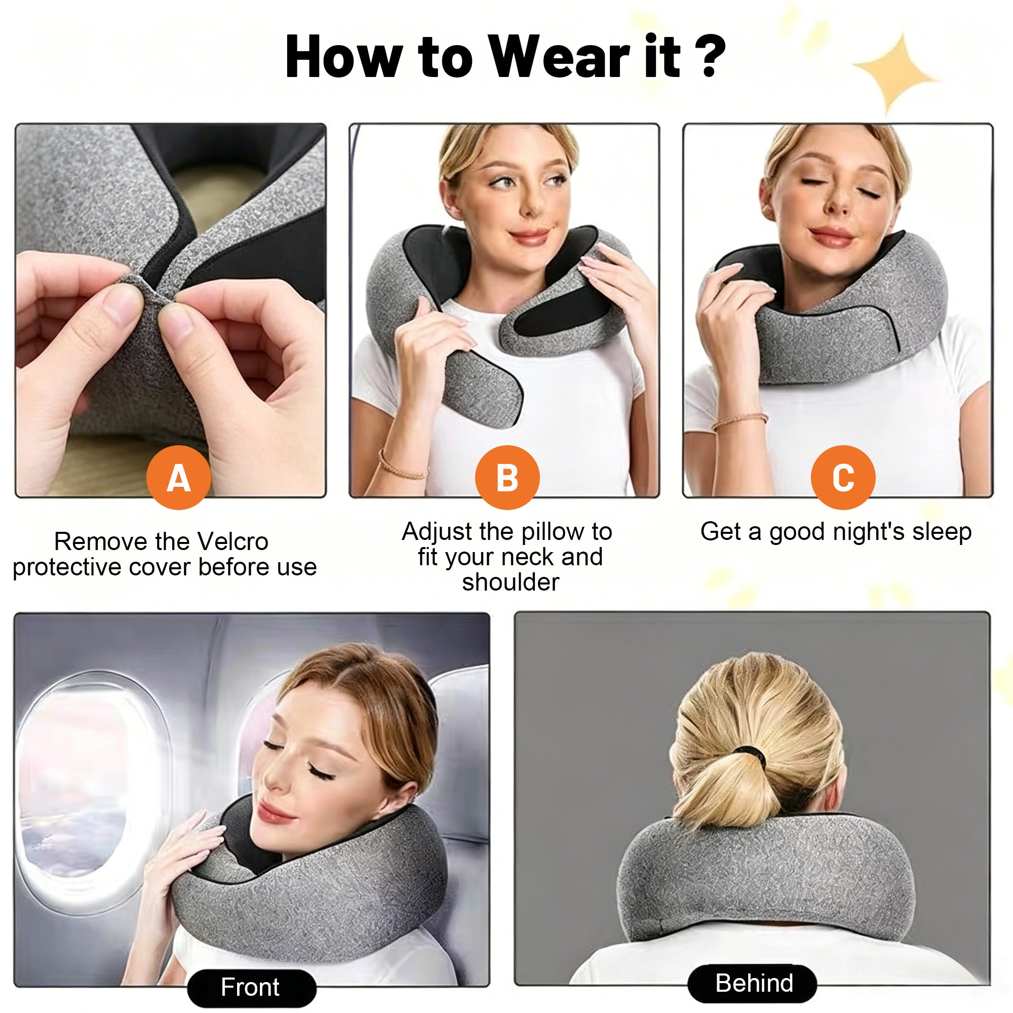 360° Ergonomic Memory Foam Travel Neck Pillow – Wrap-Around Chin Support
