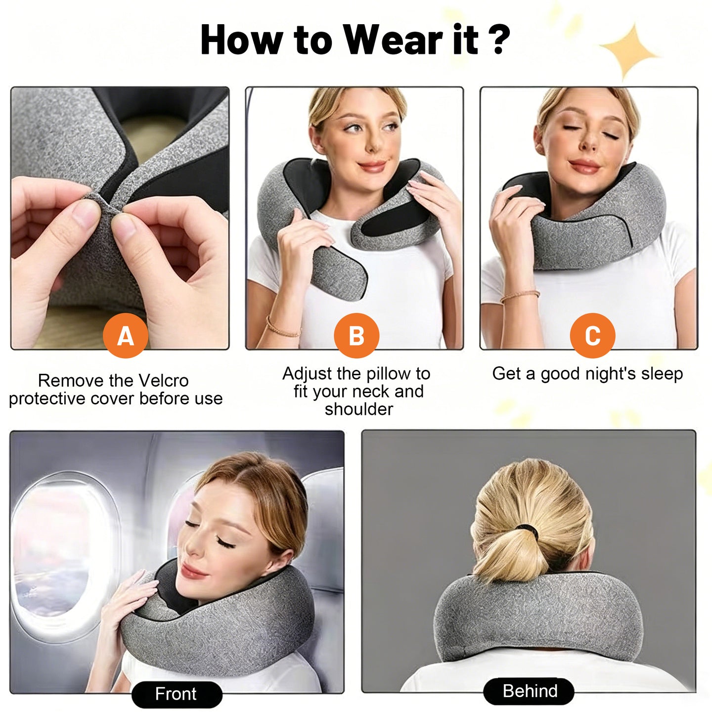 360° Ergonomic Memory Foam Travel Neck Pillow – Wrap-Around Chin Support