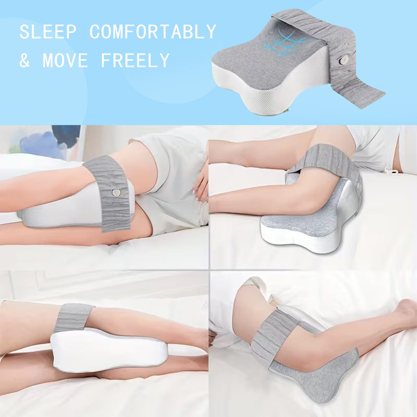 Ergonomic Contour Knee Pillow with Adjustable Strap