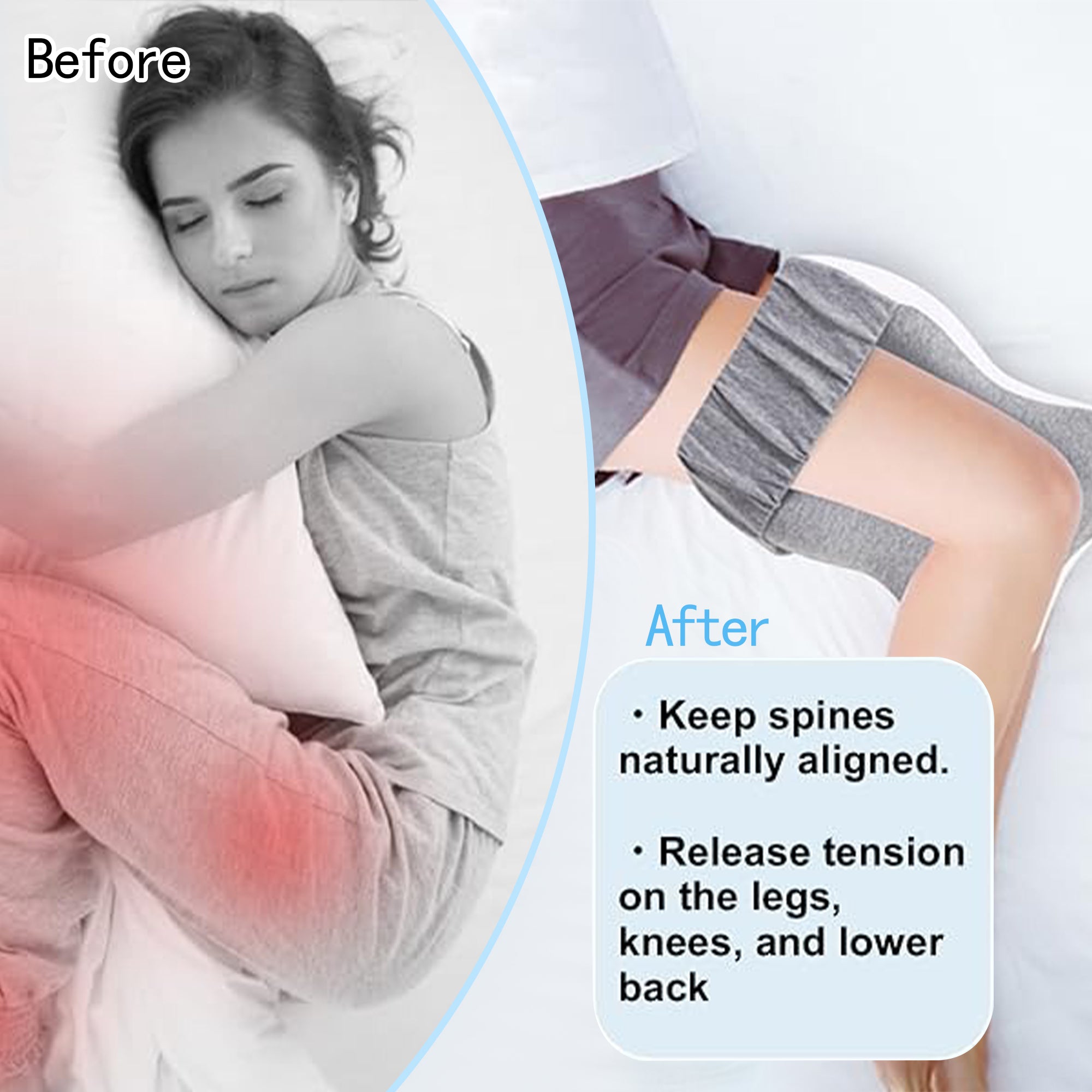 Ergonomic Contour Knee Pillow with Adjustable Strap
