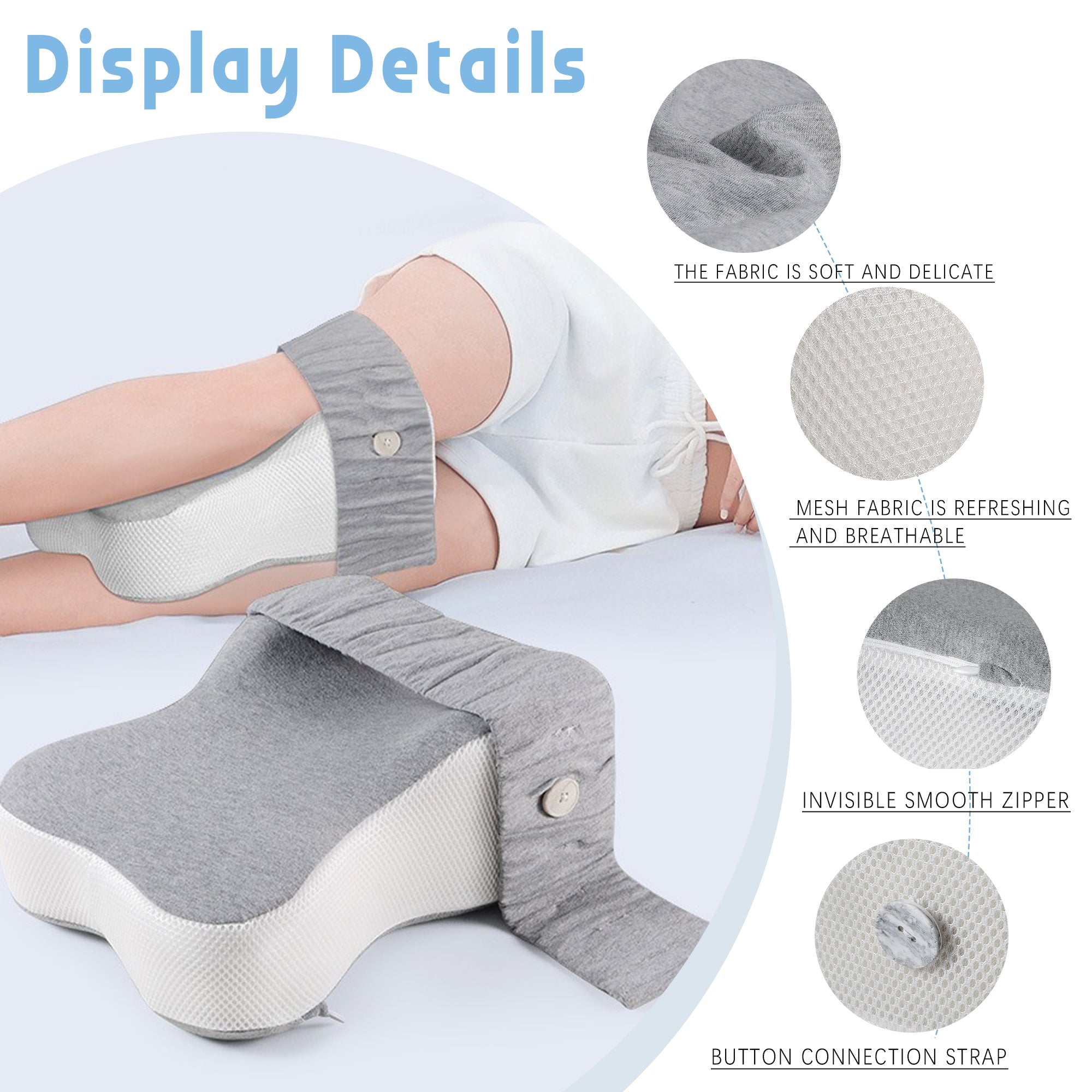 Ergonomic Contour Knee Pillow with Adjustable Strap