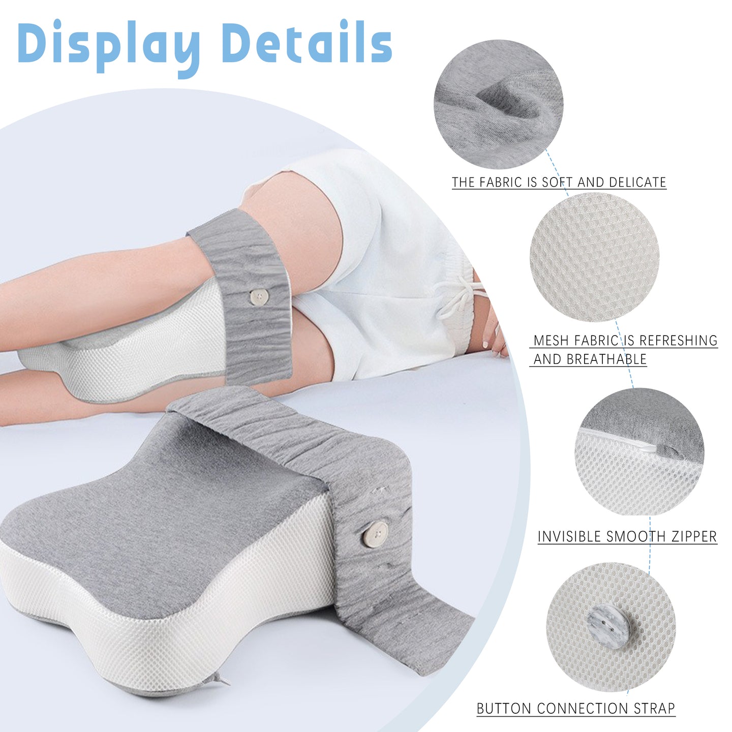 Ergonomic Contour Knee Pillow with Adjustable Strap