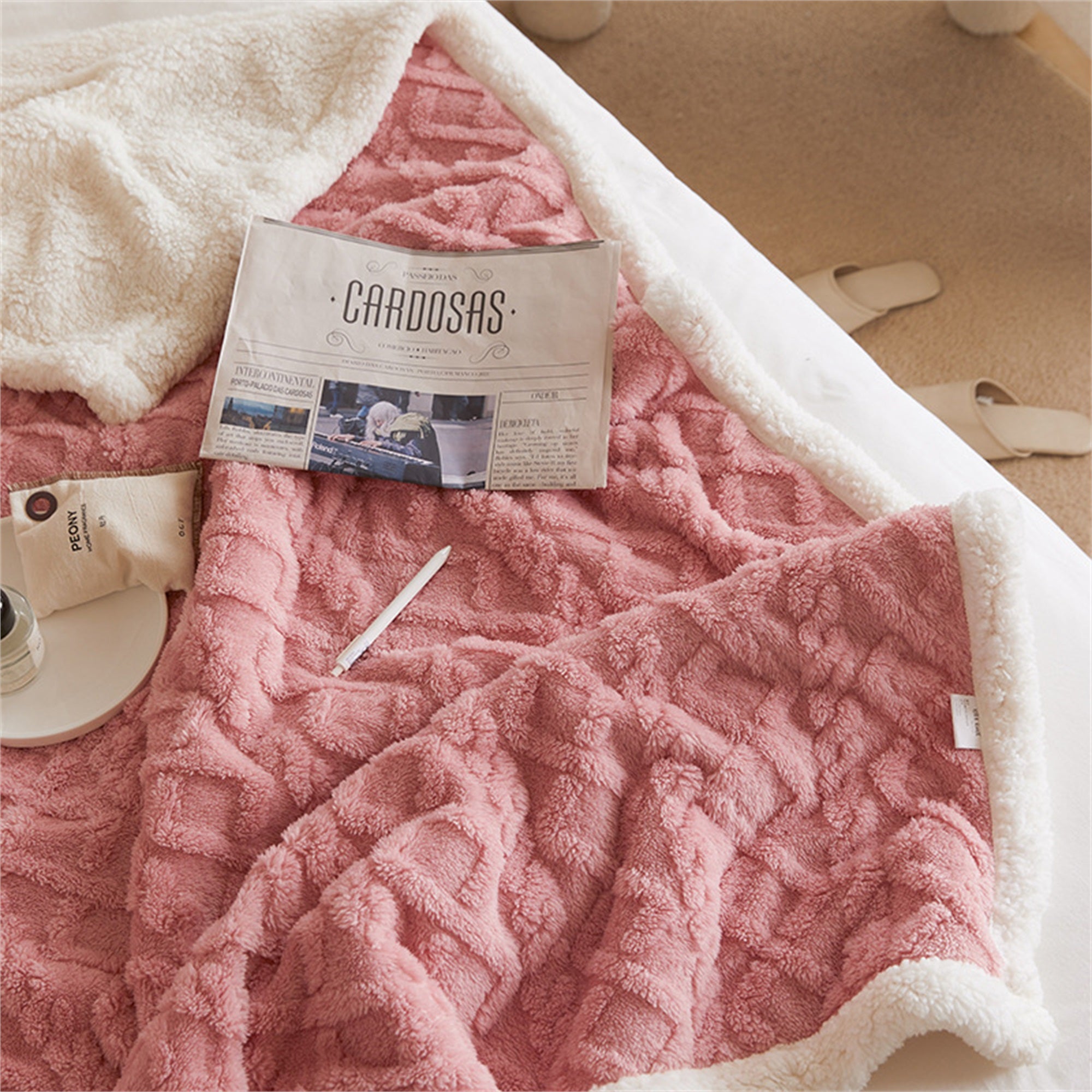 Super Soft 3D Carved Fleece & Sherpa Blanket