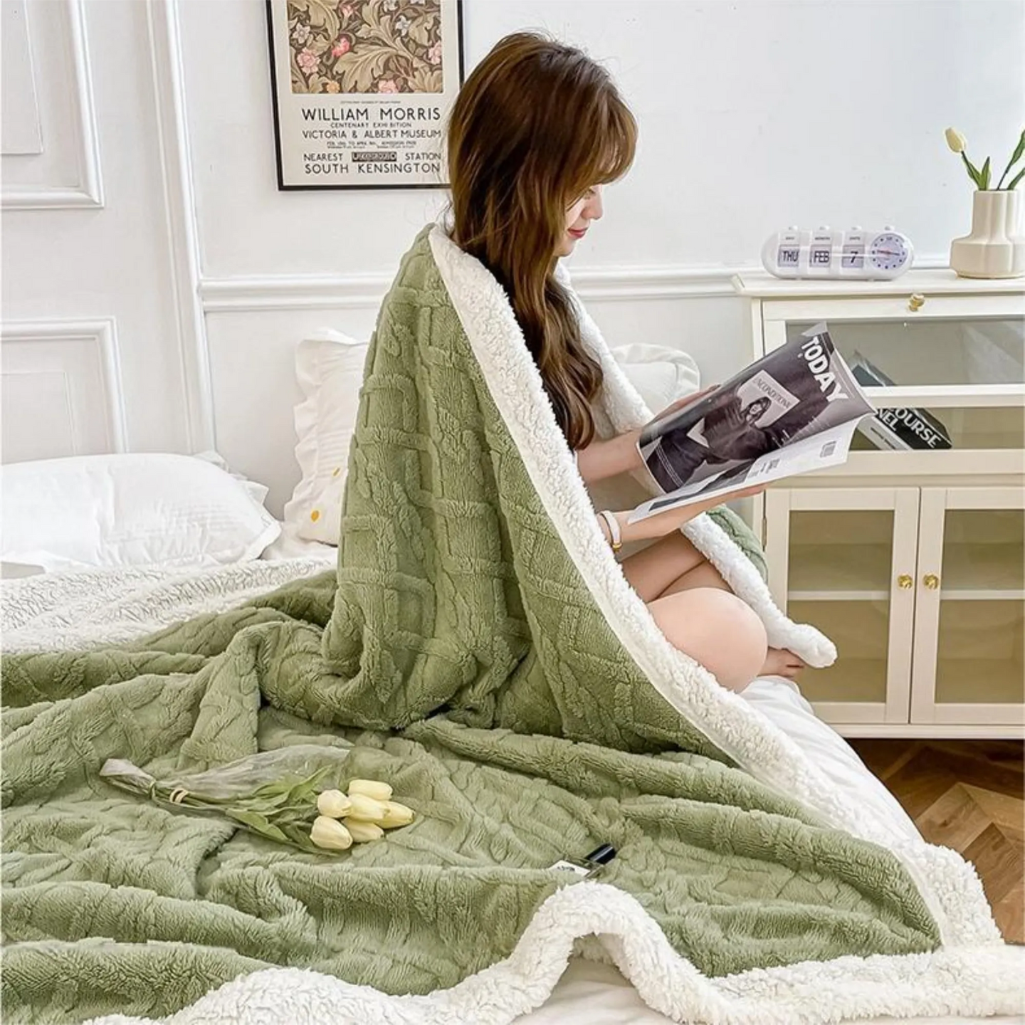 Super Soft 3D Carved Fleece & Sherpa Blanket