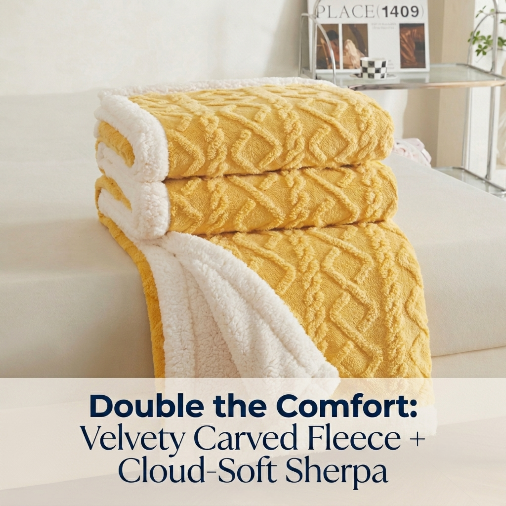 Super Soft 3D Carved Fleece & Sherpa Blanket