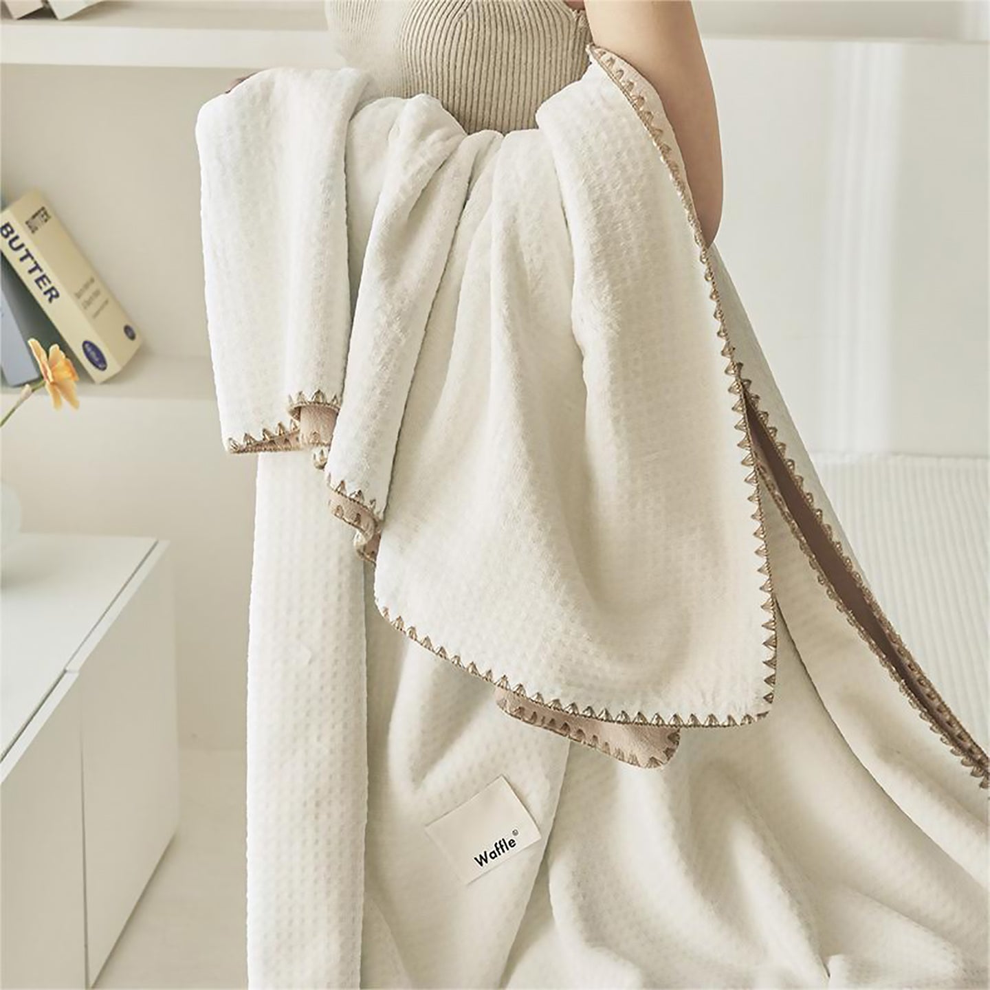 Colorful Breathable Soft Waffle Throw Blanket for Sofa & Bed Comfort