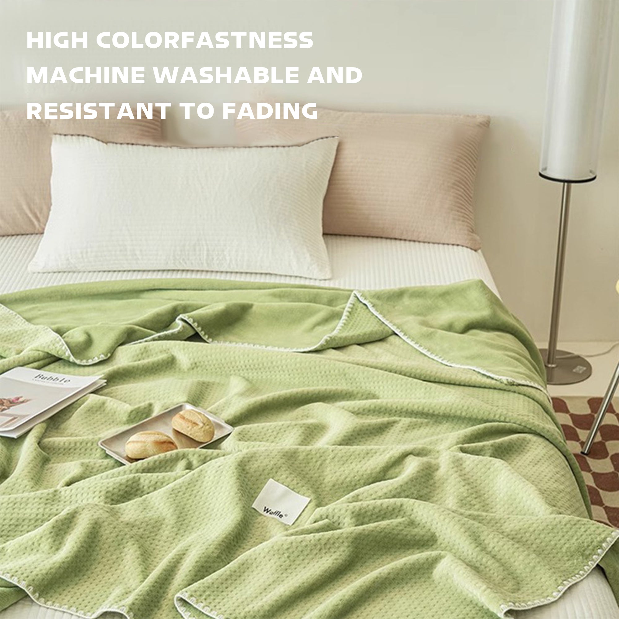 Colorful Breathable Soft Waffle Throw Blanket for Sofa & Bed Comfort
