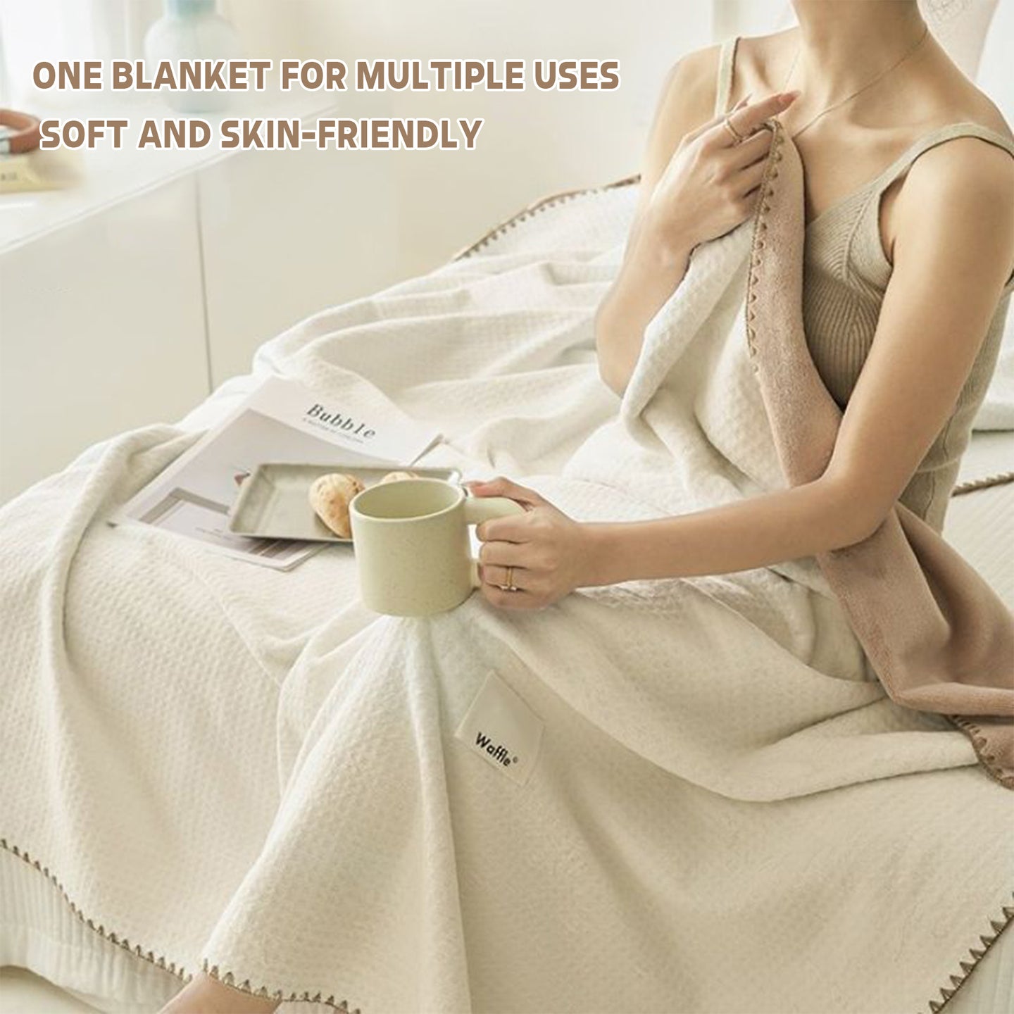 Colorful Breathable Soft Waffle Throw Blanket for Sofa & Bed Comfort