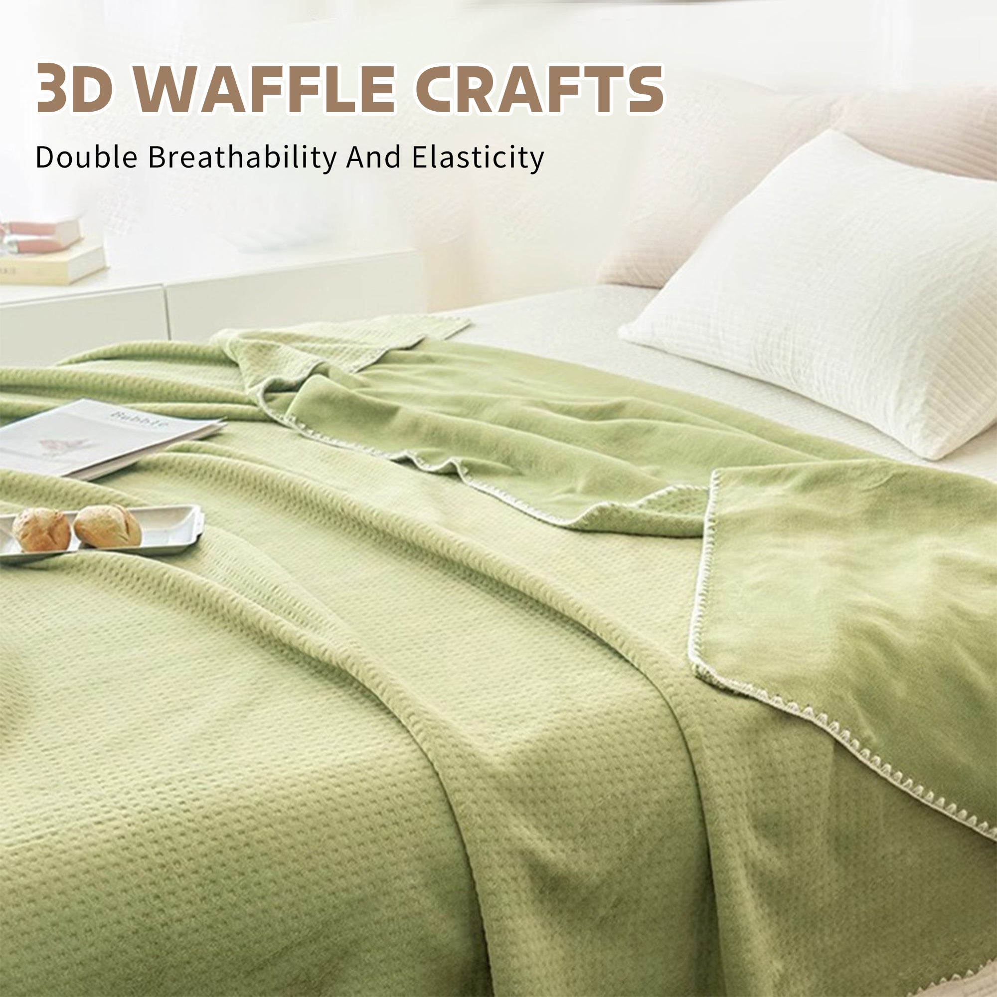 Colorful Breathable Soft Waffle Throw Blanket for Sofa & Bed Comfort