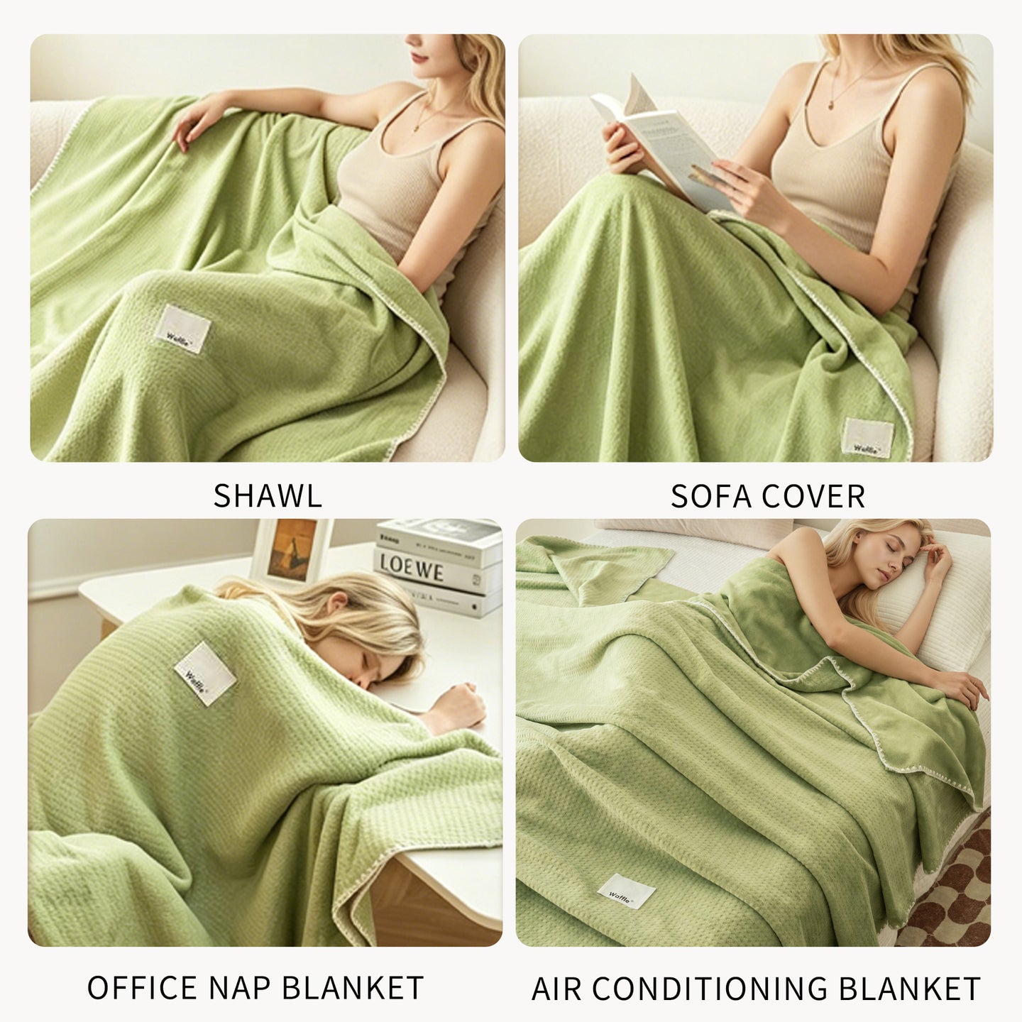 Colorful Breathable Soft Waffle Throw Blanket for Sofa & Bed Comfort