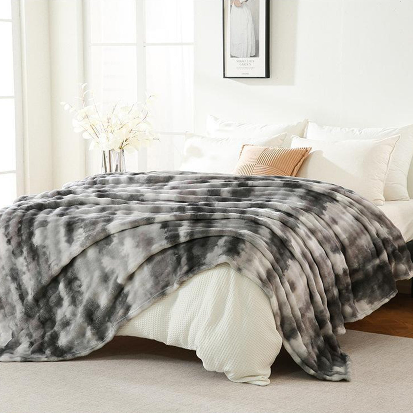 Cloud-Soft Tie-Dye Flannel Throw Blanket For Multi-Scene Comfort