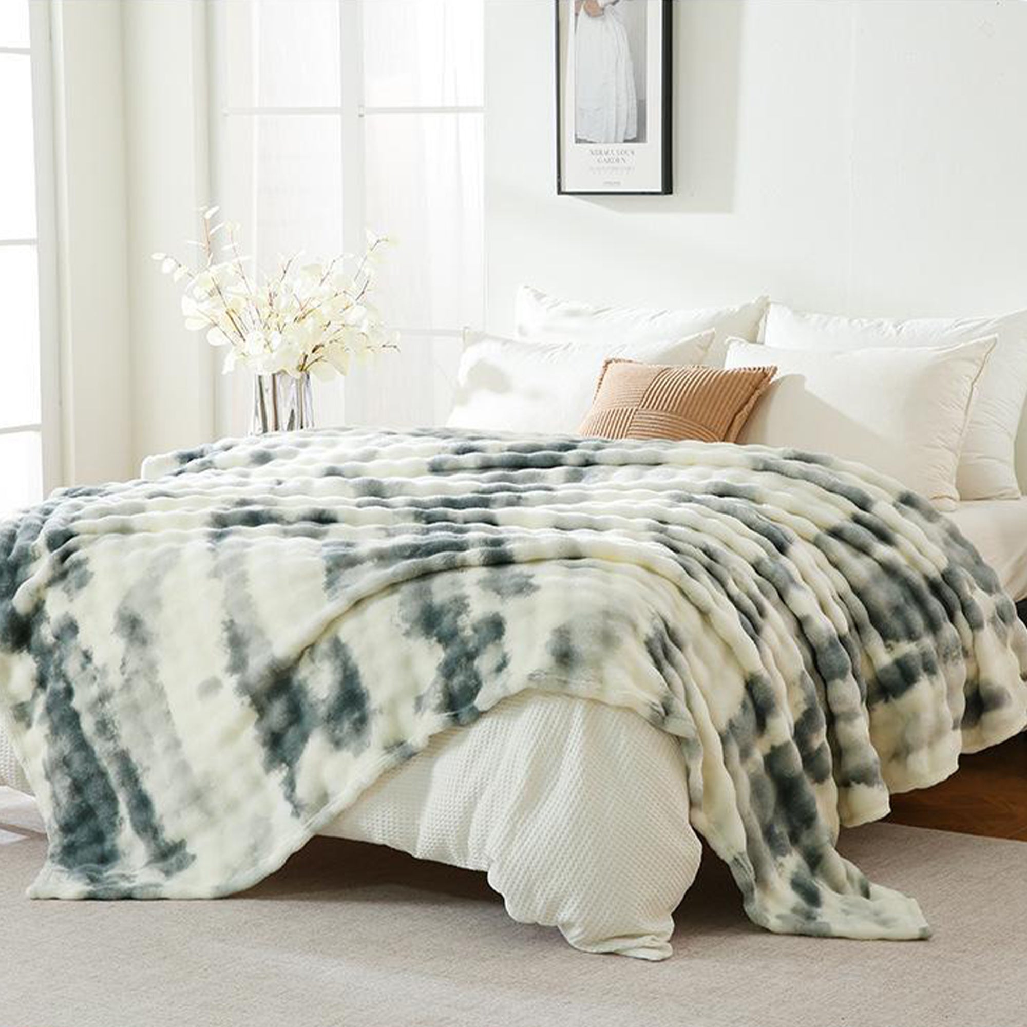 Cloud-Soft Tie-Dye Flannel Throw Blanket For Multi-Scene Comfort