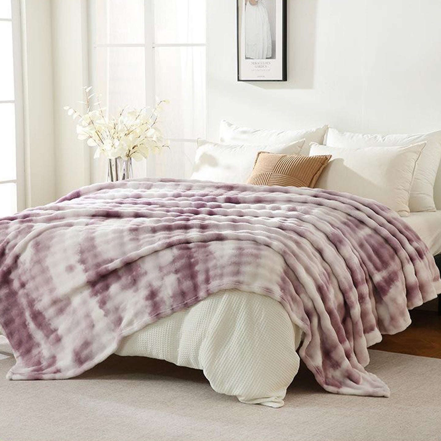 Cloud-Soft Tie-Dye Flannel Throw Blanket For Multi-Scene Comfort
