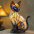 Aesthetic Resin Cat Table Lamp with Glowing Blue Eyes Ultimate Gift for Cat Lovers