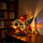 Vintage Stained Glass Ocean Lamp Resin Dolphin, Sea Turtle & Tropical Fish Nightlight