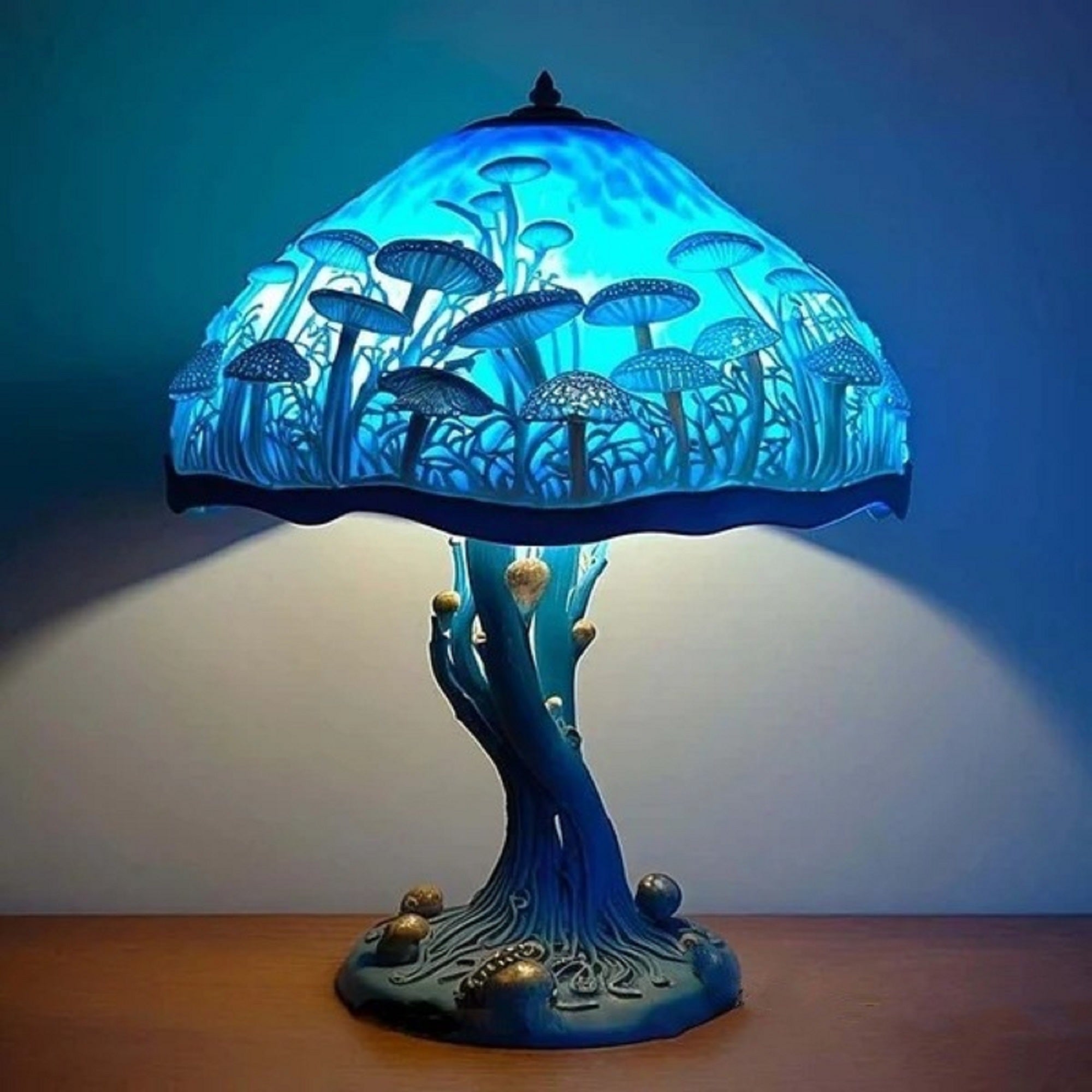 Cottagecore Vintage Stained Resin Mushroom Lamp