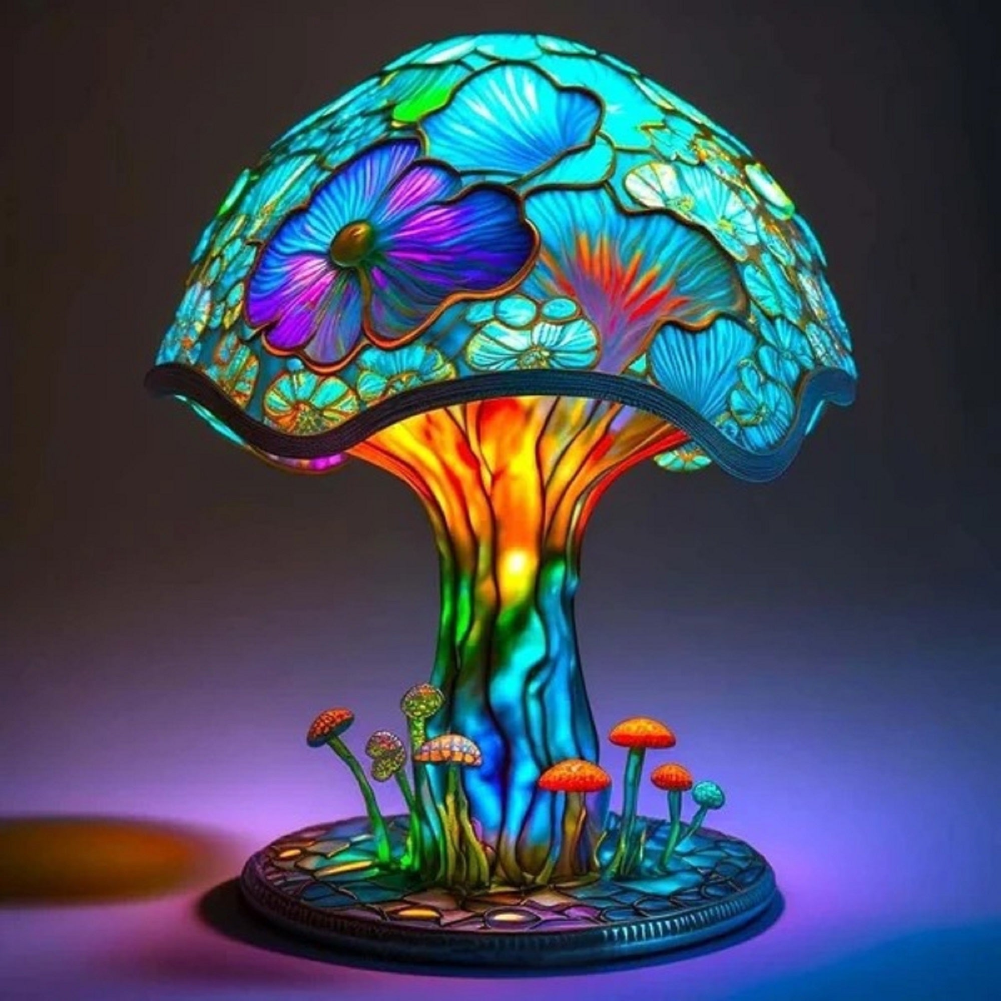 Cottagecore Vintage Stained Resin Mushroom Lamp