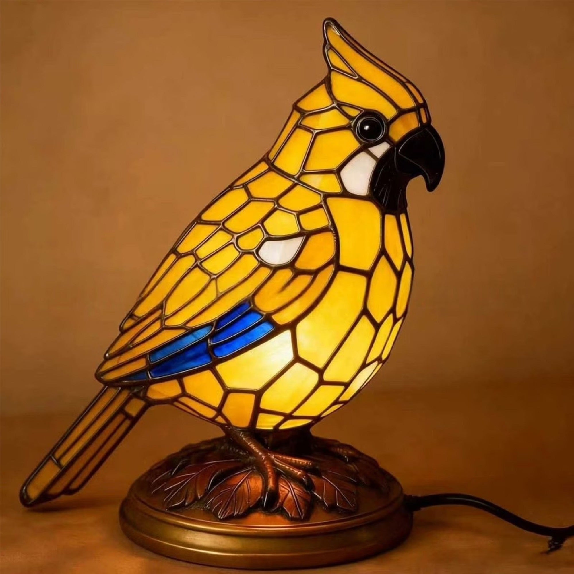 Vintage Tiffany Resin Bird Desk Accent Lamp - Unique Gift for Bird & Nature Lovers