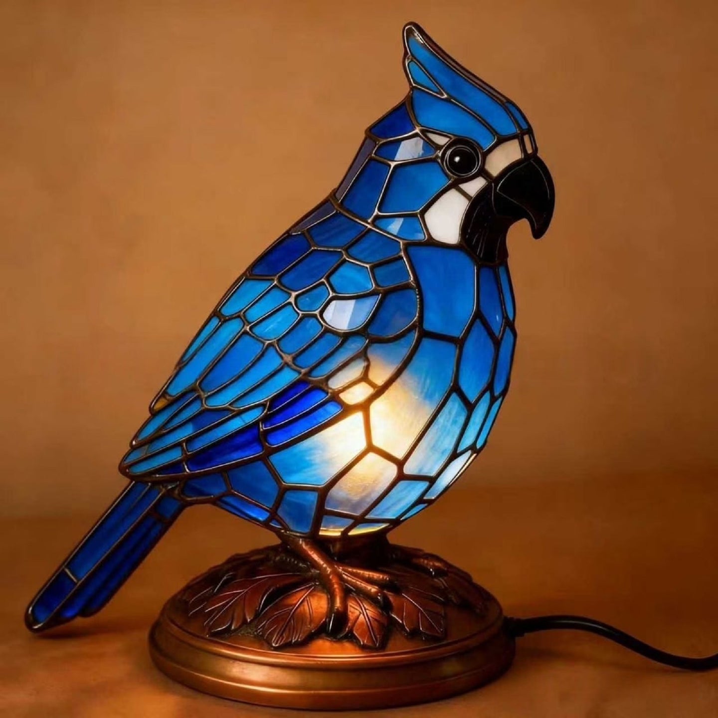 Vintage Tiffany Resin Bird Desk Accent Lamp - Unique Gift for Bird & Nature Lovers