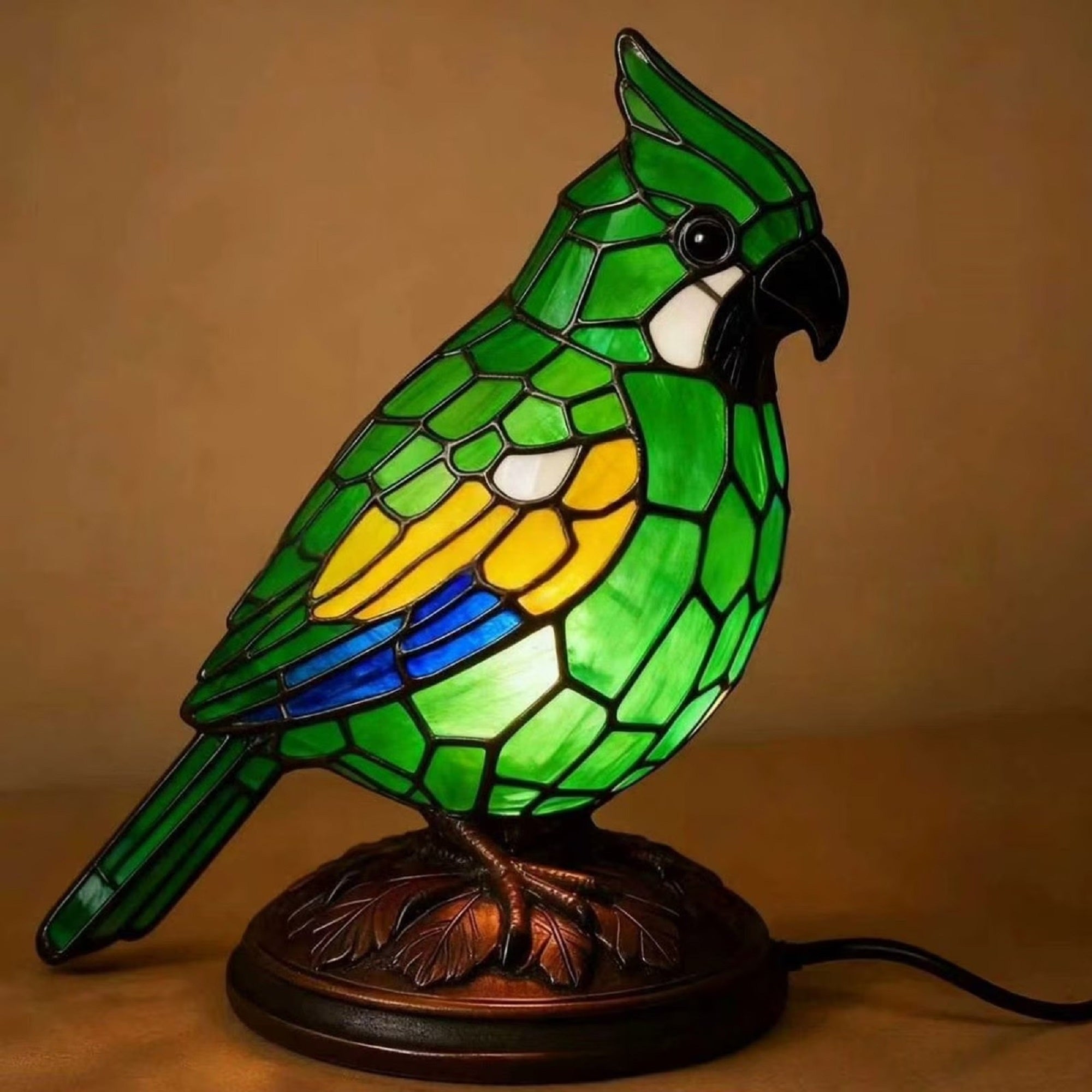 Vintage Tiffany Resin Bird Desk Accent Lamp - Unique Gift for Bird & Nature Lovers