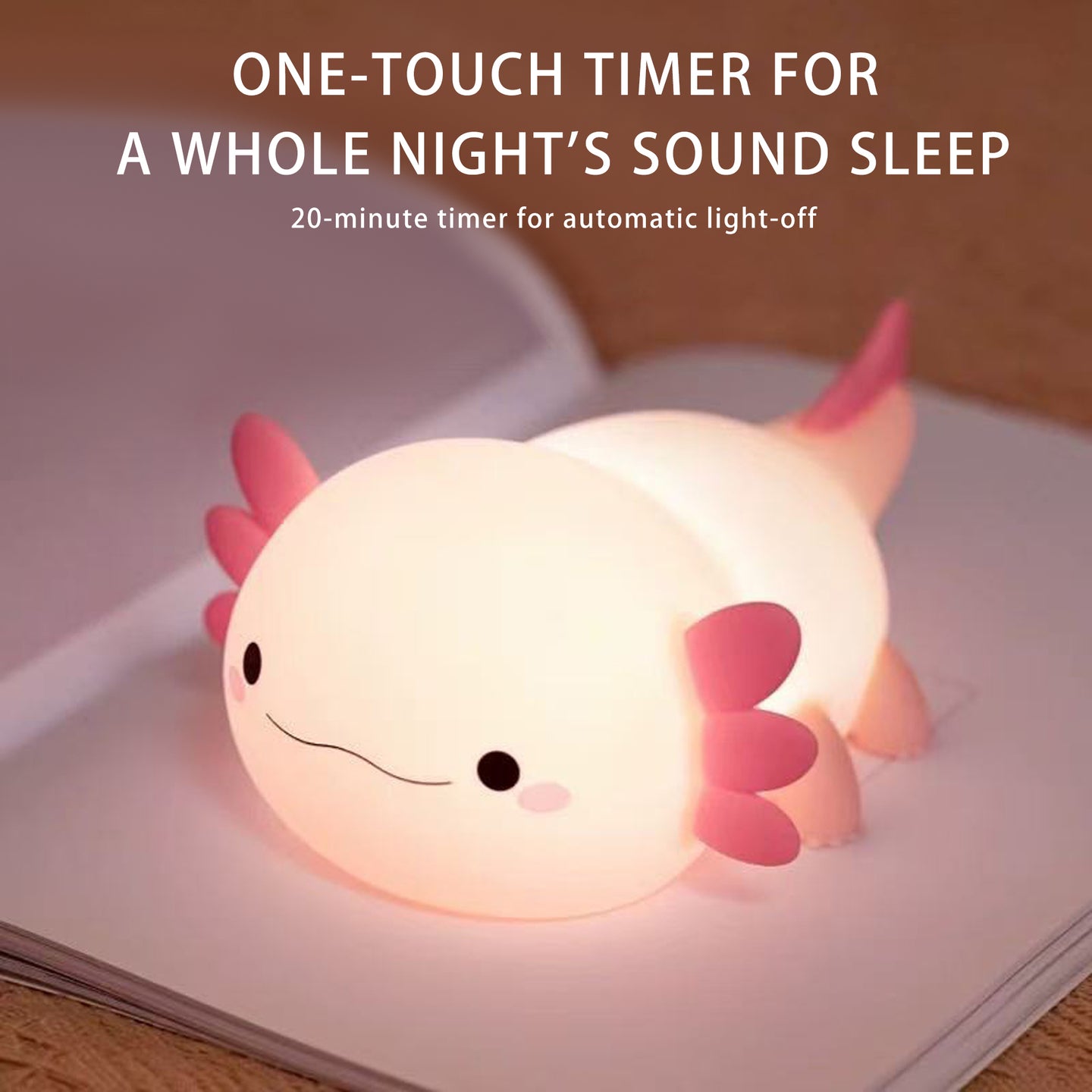 Axolotl Silicone Rechargeable Squishy Ambient Lamp with Tap Control & Sleep Timer