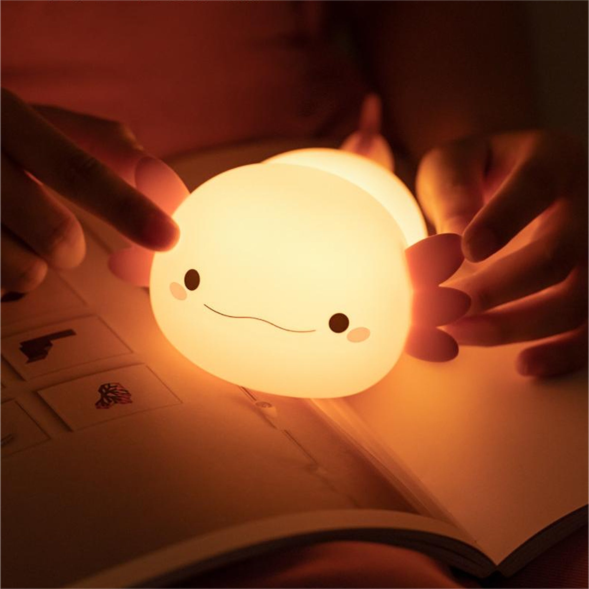Axolotl Silicone Rechargeable Squishy Ambient Lamp with Tap Control & Sleep Timer