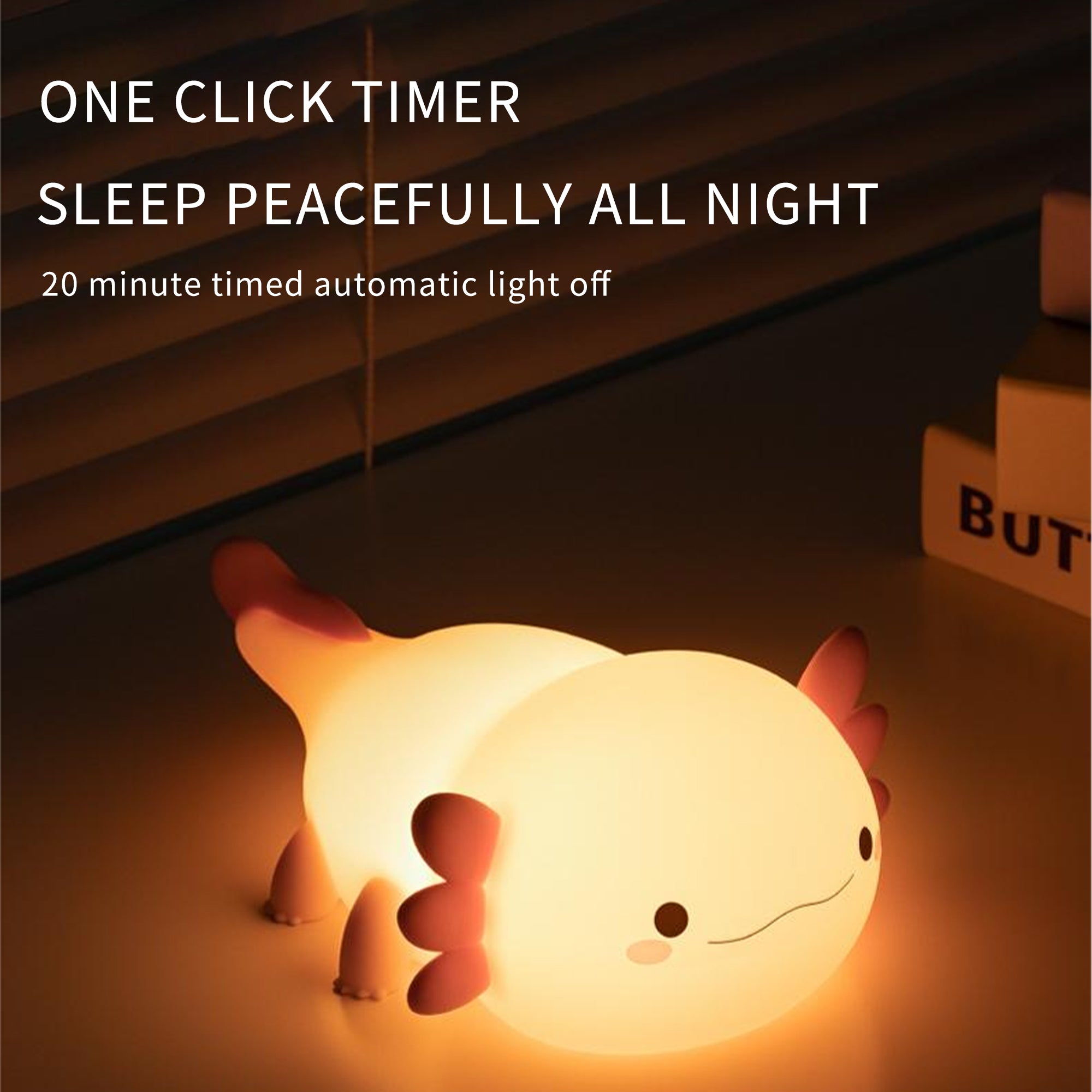 Axolotl Silicone Rechargeable Squishy Ambient Lamp with Tap Control & Sleep Timer
