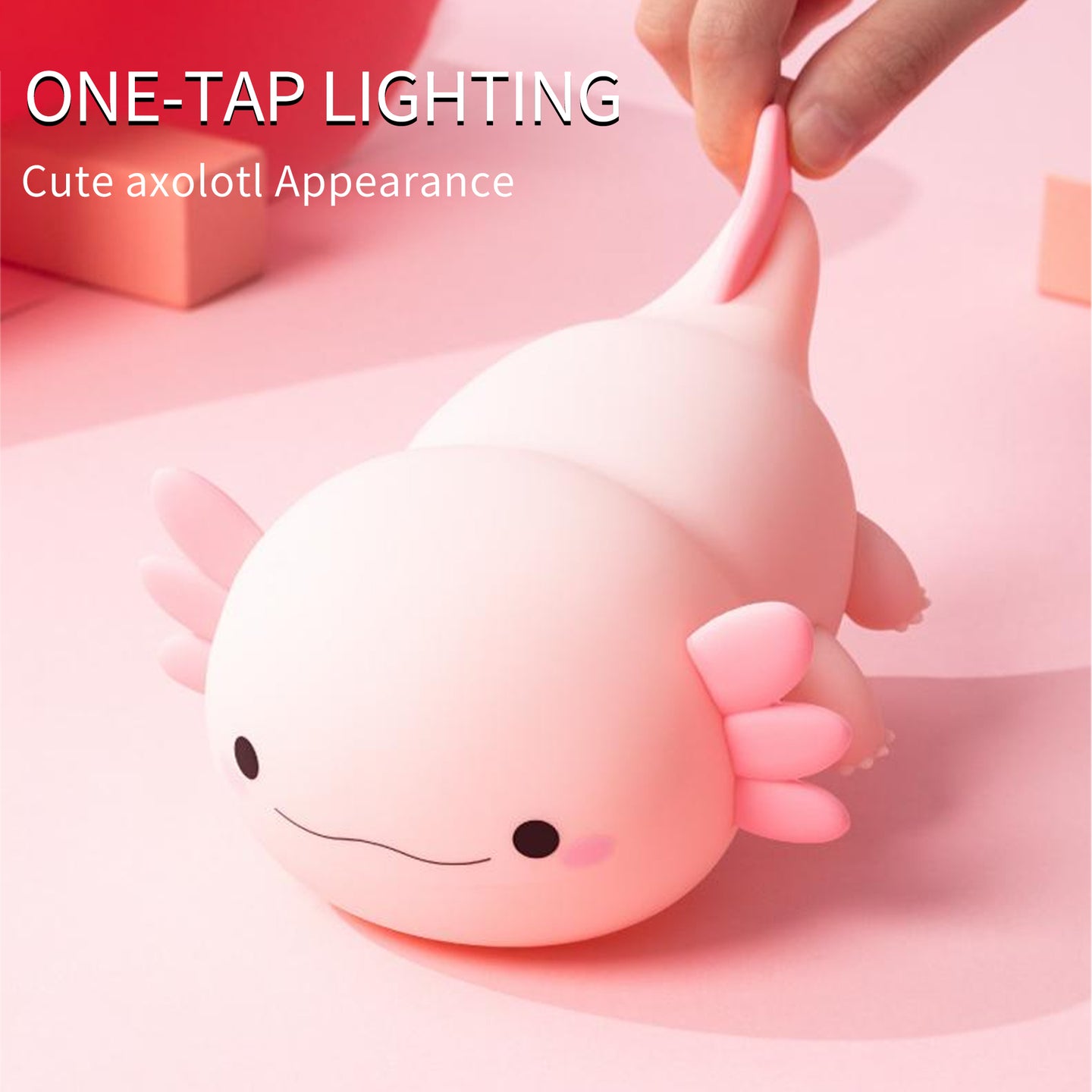 Axolotl Silicone Rechargeable Squishy Ambient Lamp with Tap Control & Sleep Timer