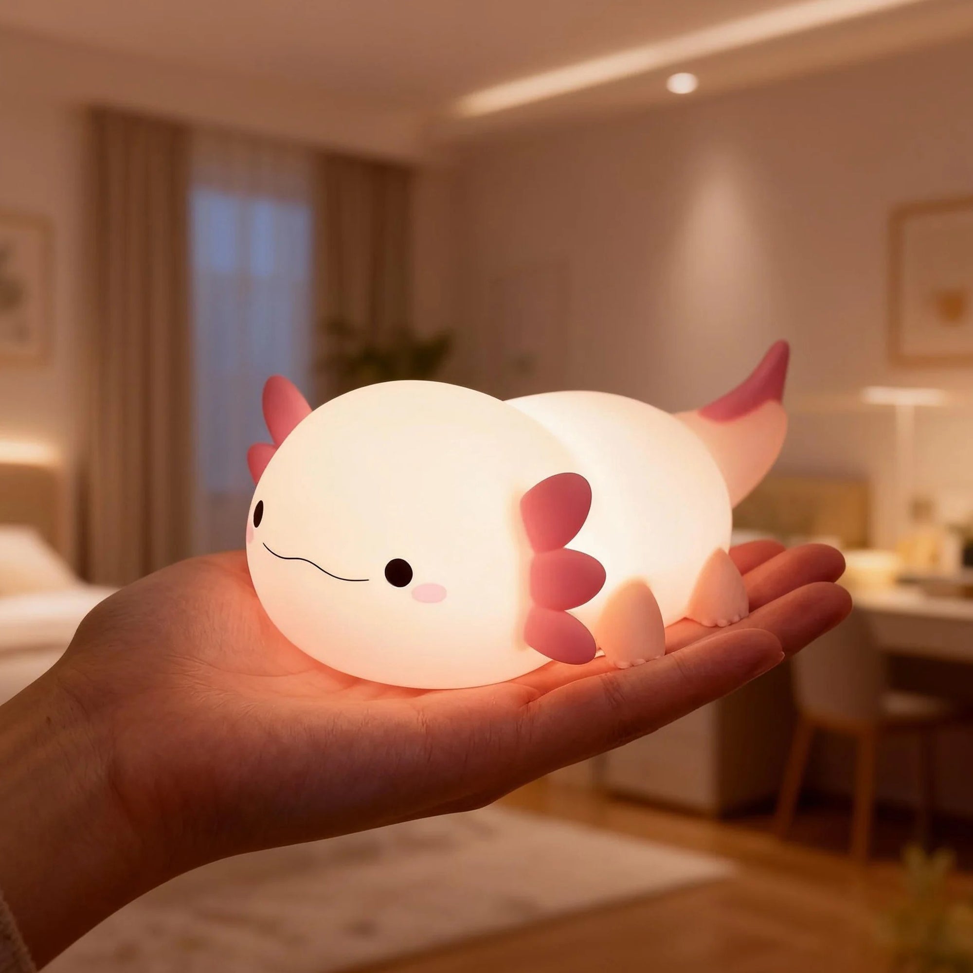 Axolotl Silicone Rechargeable Squishy Ambient Lamp with Tap Control & Sleep Timer