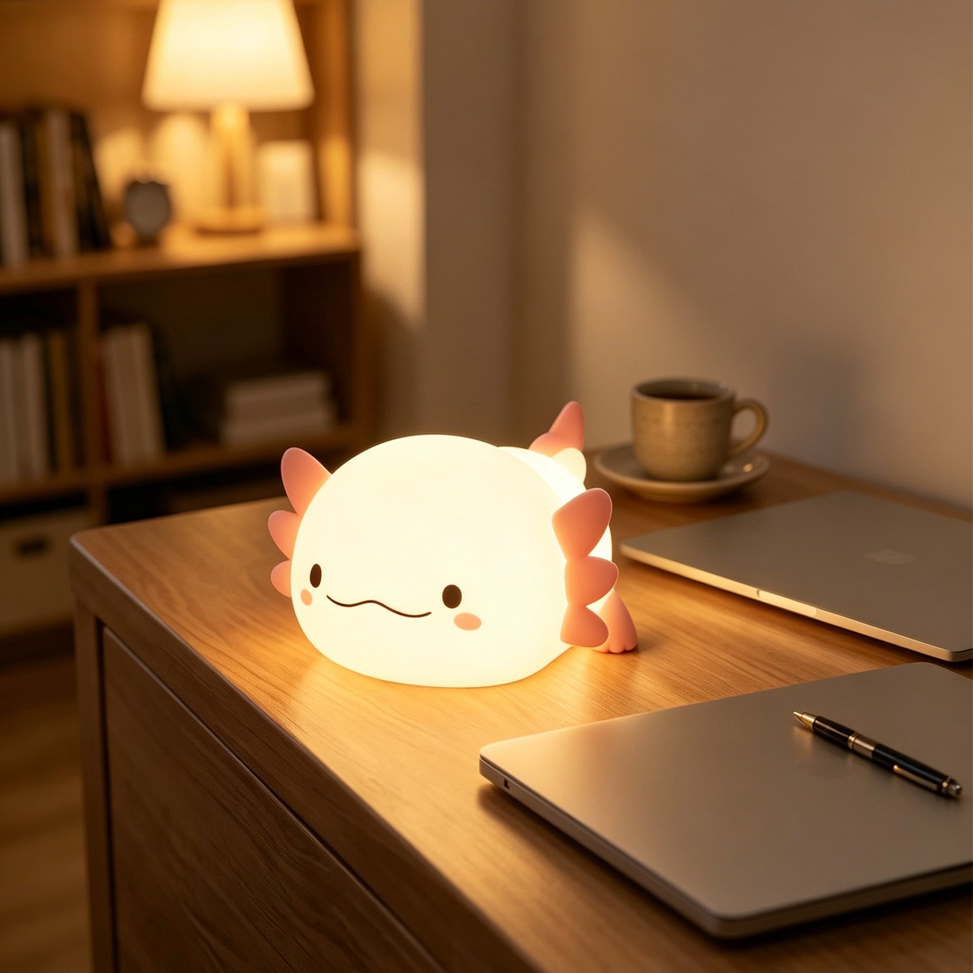 Axolotl Silicone Rechargeable Squishy Ambient Lamp with Tap Control & Sleep Timer