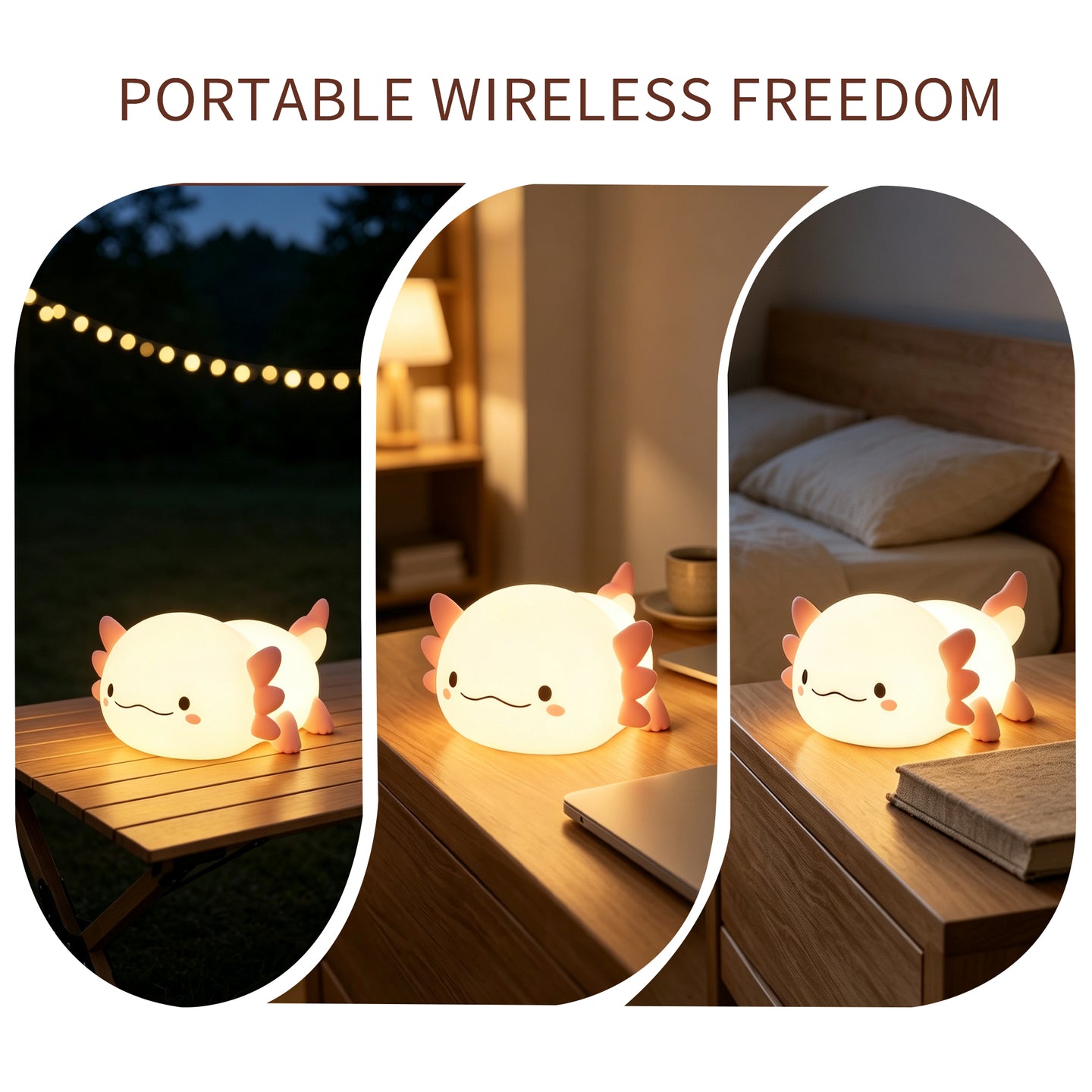 Axolotl Silicone Rechargeable Squishy Ambient Lamp with Tap Control & Sleep Timer