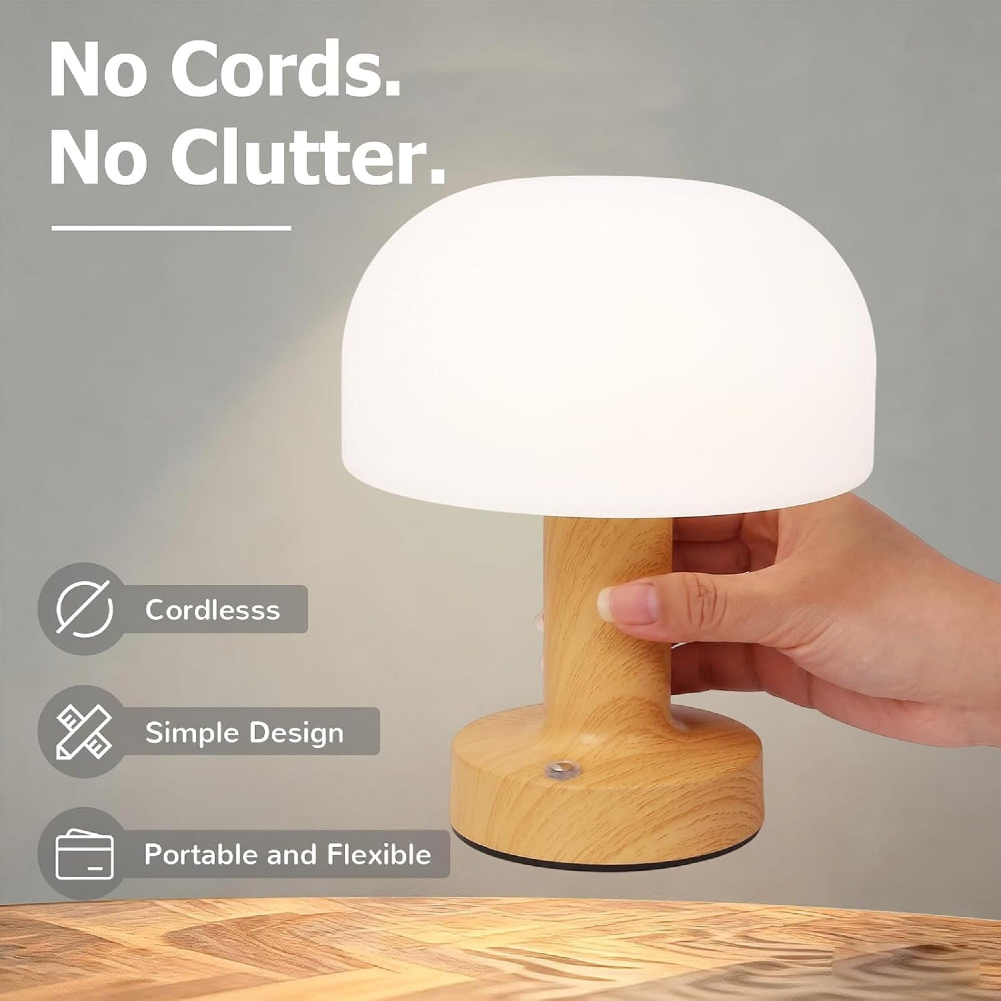 Rechargeable Touch Control Ambient Table Lamp – 3 Color Dimmable Portable Night Light