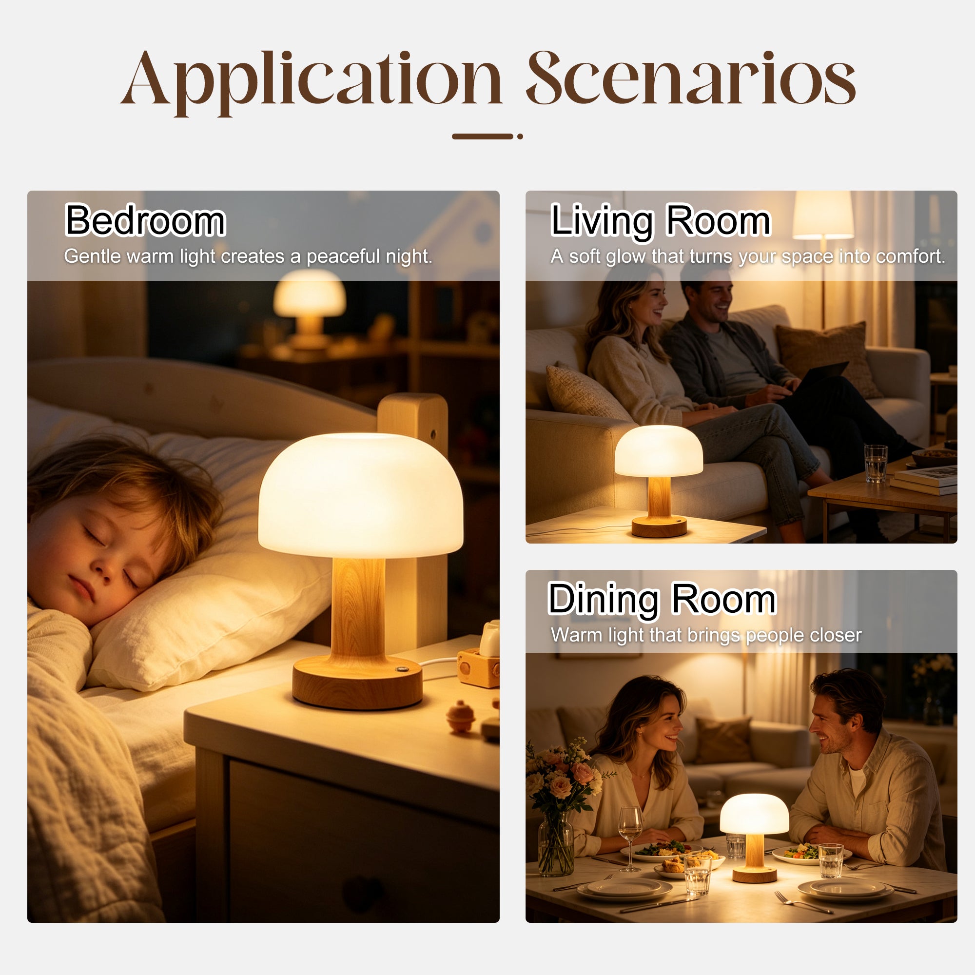 Rechargeable Touch Control Ambient Table Lamp – 3 Color Dimmable Portable Night Light