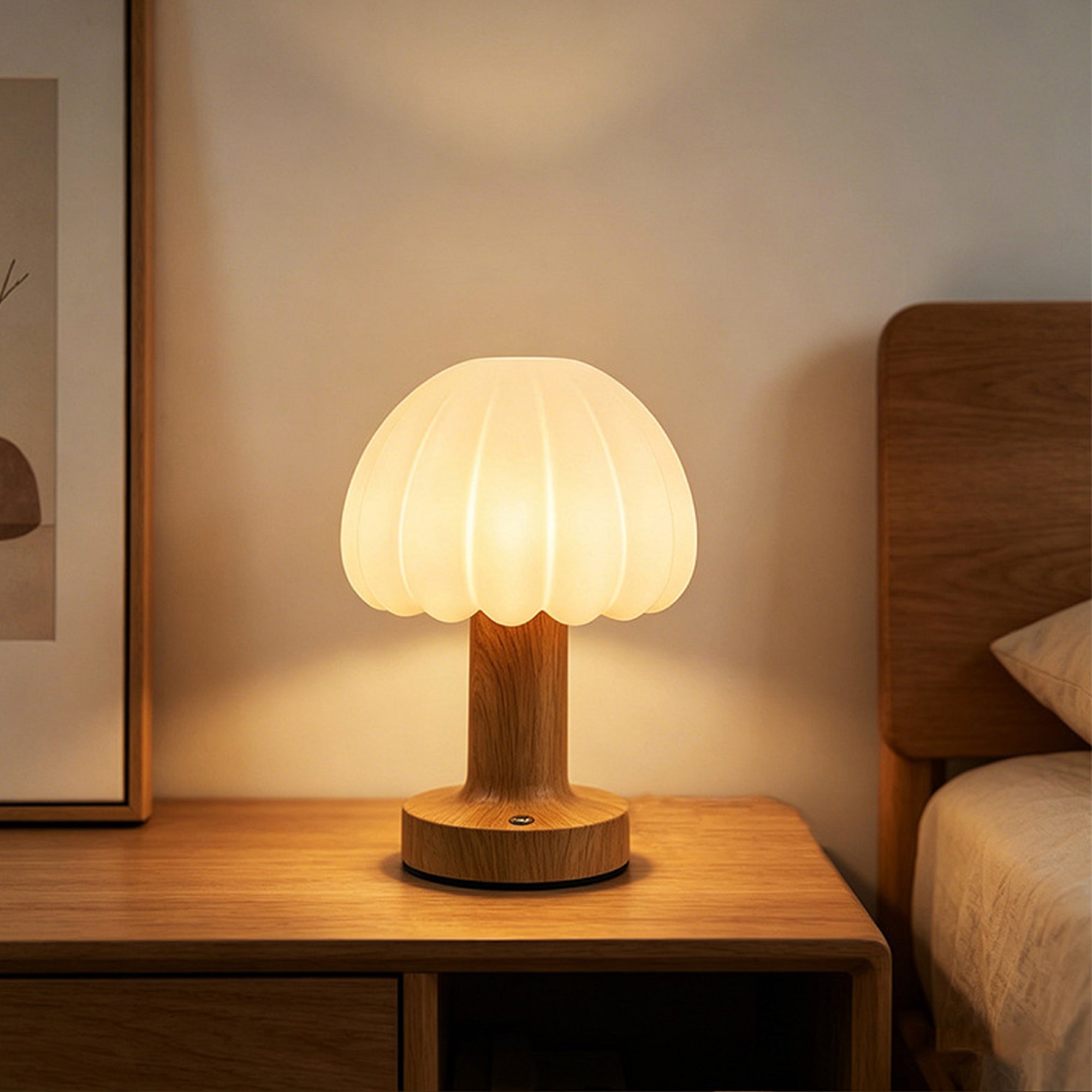 Rechargeable Touch Control Mushroom Lamp – 3 Color Dimmable Portable Night Light