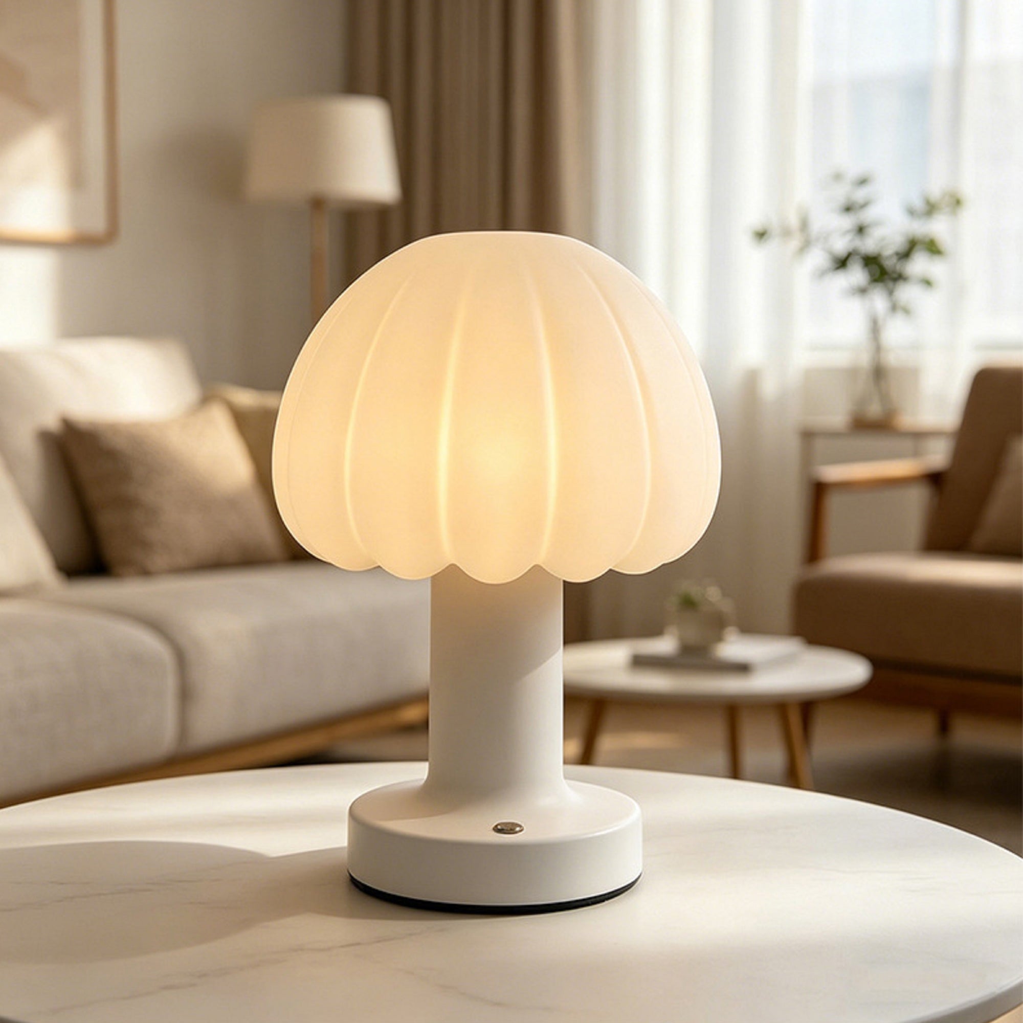 Rechargeable Touch Control Mushroom Lamp – 3 Color Dimmable Portable Night Light