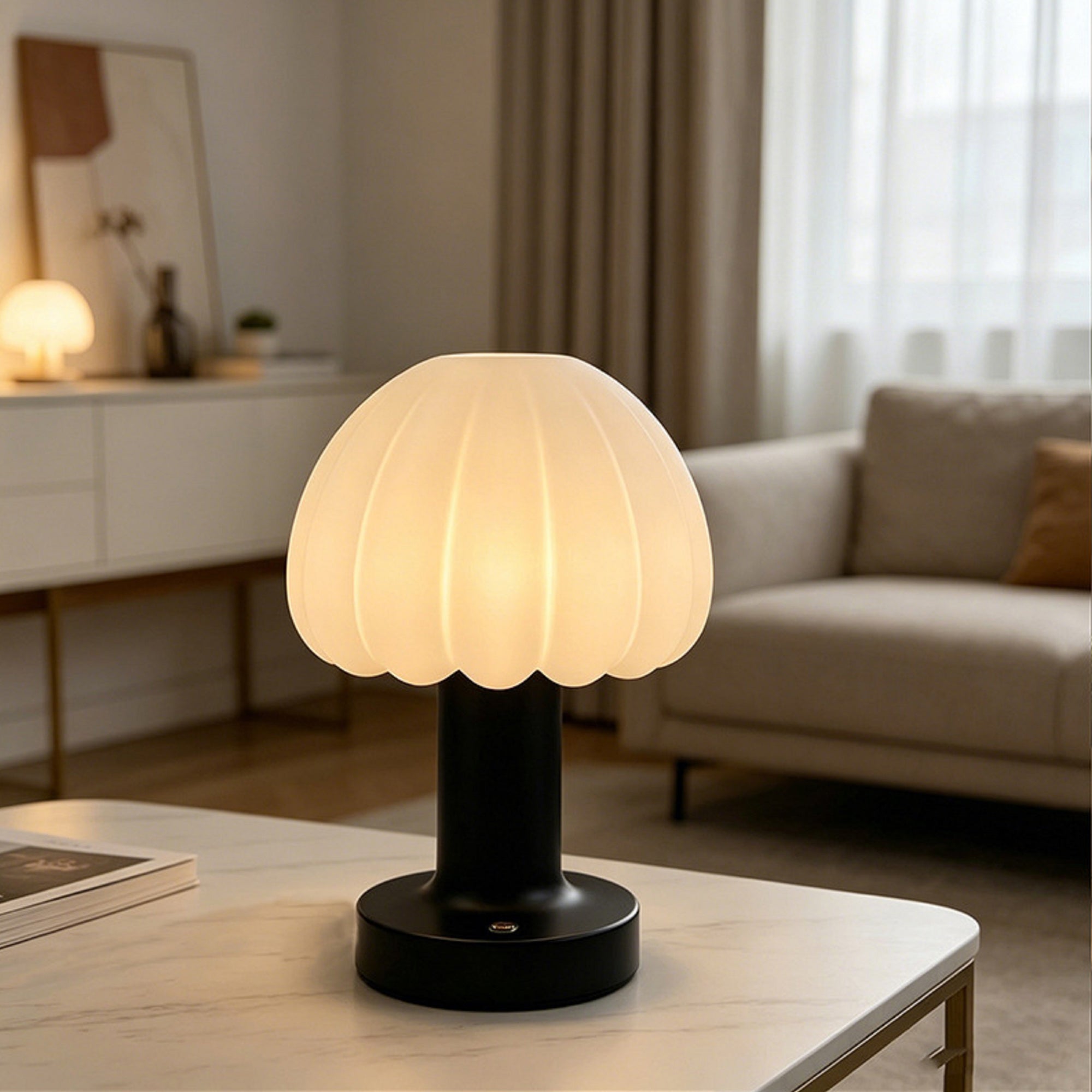Rechargeable Touch Control Mushroom Lamp – 3 Color Dimmable Portable Night Light
