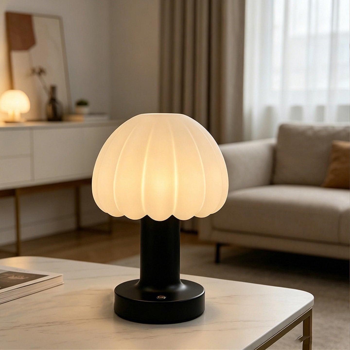 Rechargeable Touch Control Mushroom Lamp – 3 Color Dimmable Portable Night Light
