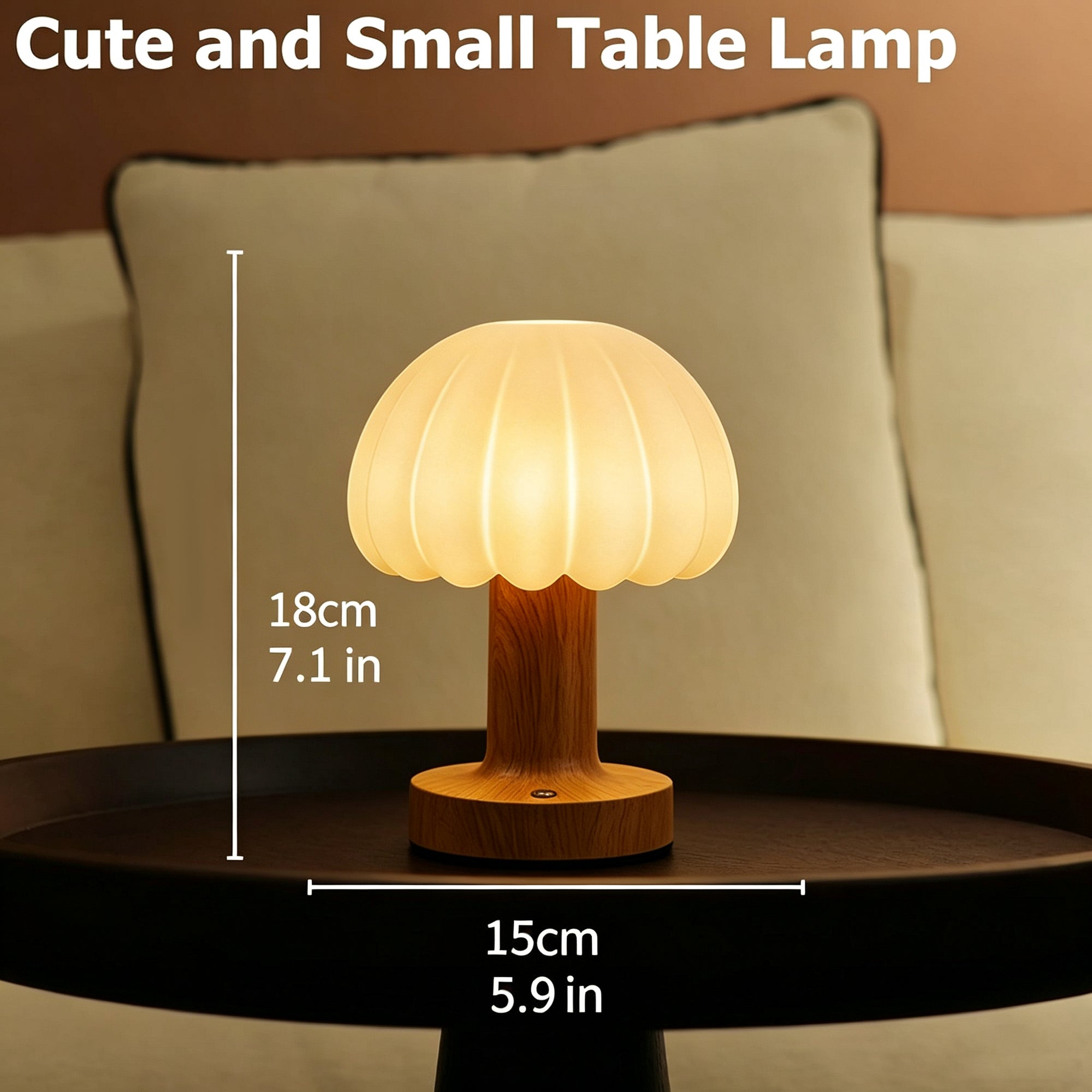 Rechargeable Touch Control Mushroom Lamp – 3 Color Dimmable Portable Night Light