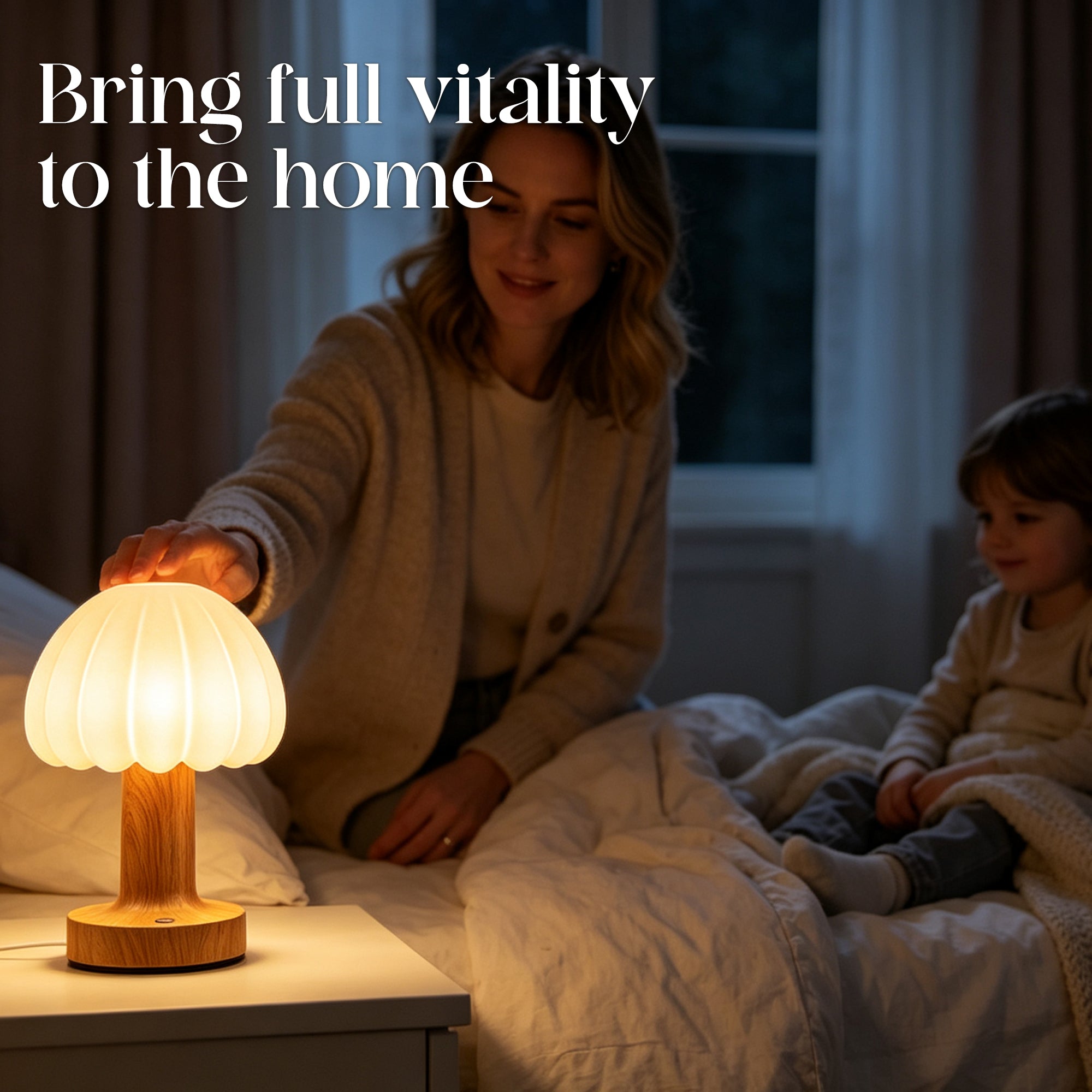 Rechargeable Touch Control Mushroom Lamp – 3 Color Dimmable Portable Night Light