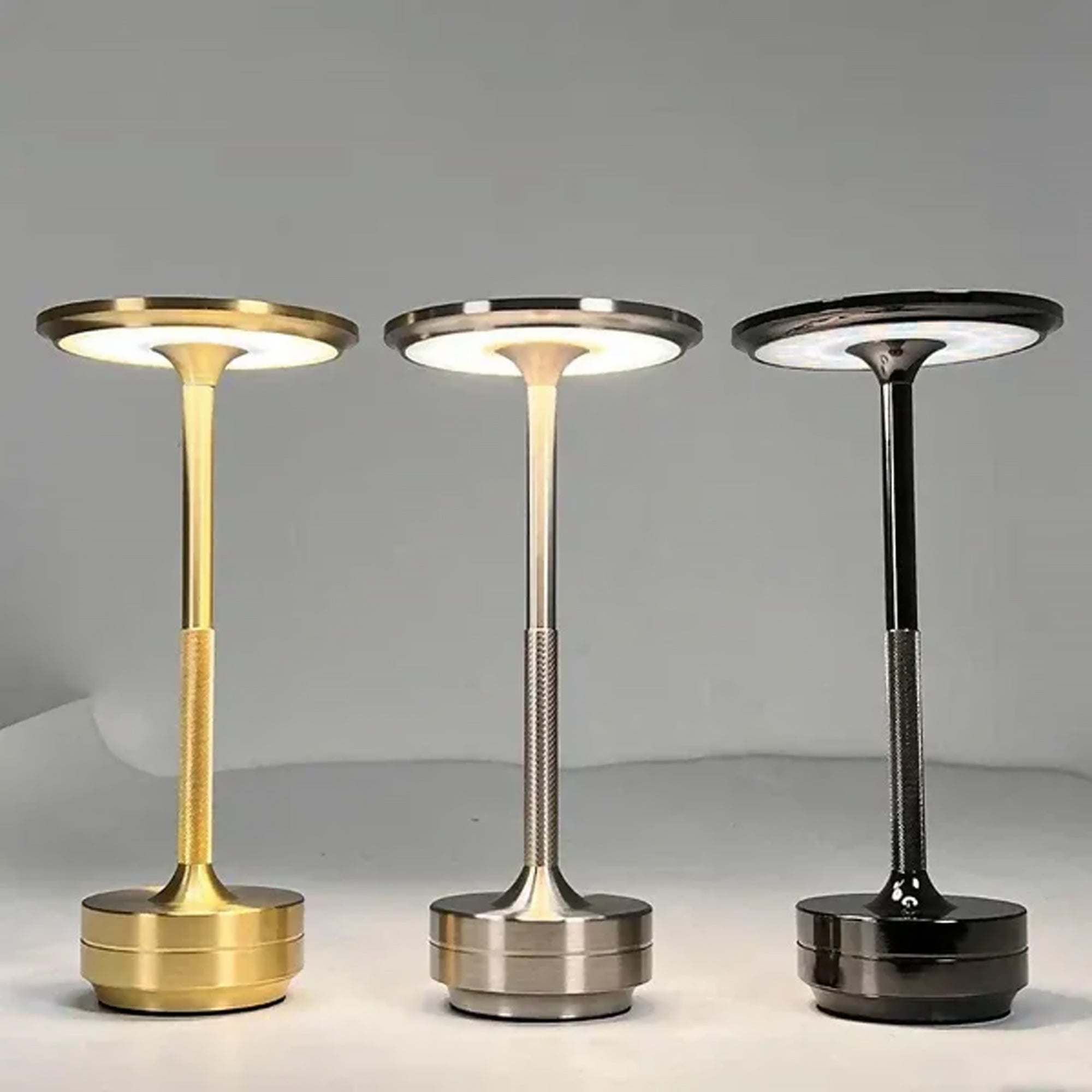 Elegant Rechargeable Dimmable Metal Touch LED Cordless Table Lamp