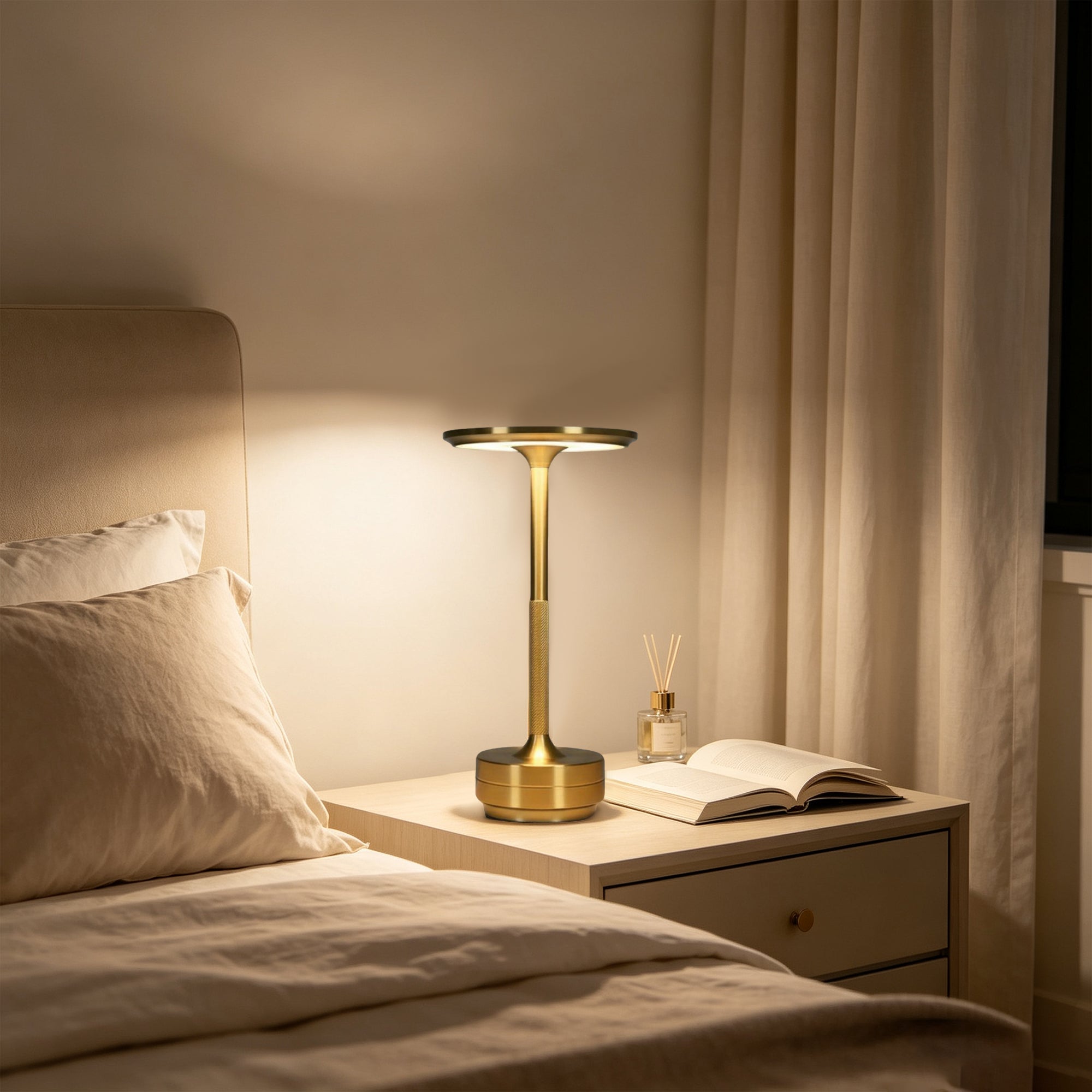 Elegant Rechargeable Dimmable Metal Touch LED Cordless Table Lamp