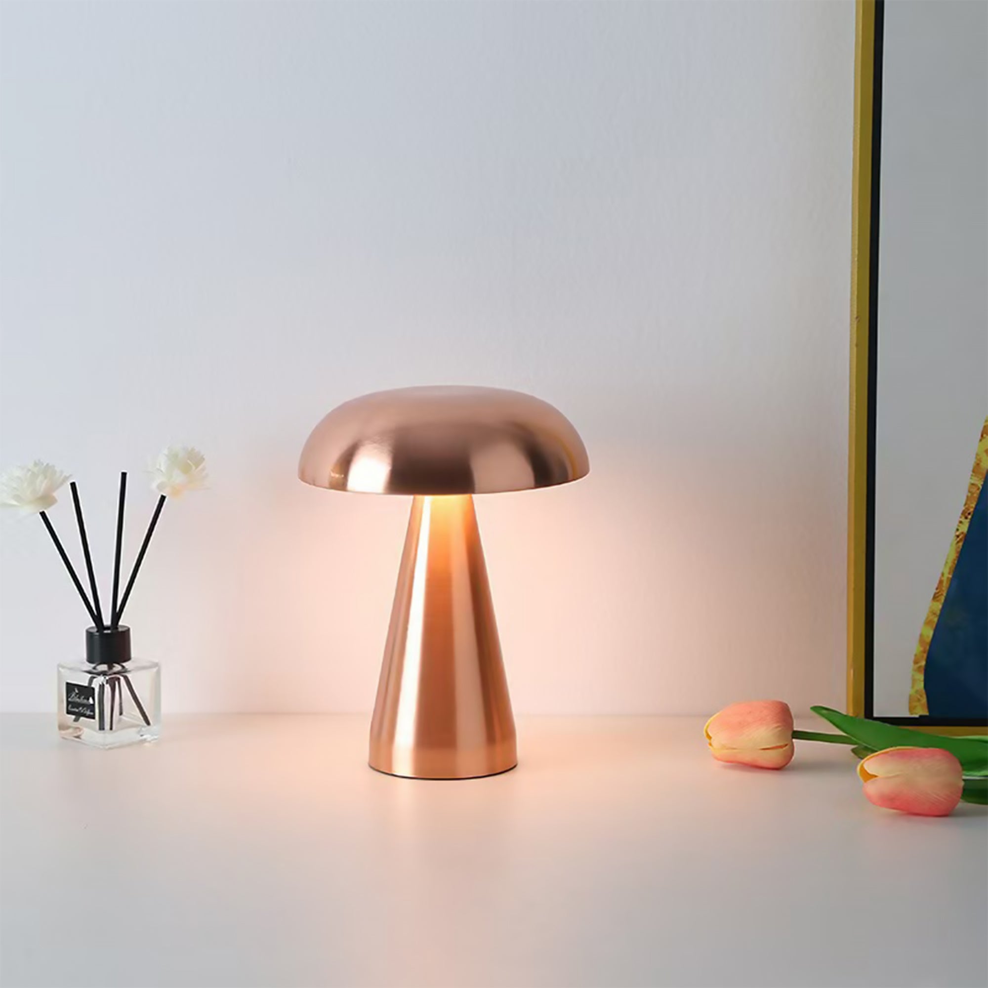 Portable Mushroom LED Table Lamp - Cordless Touch Dimmable Retro Bedside Nightlight