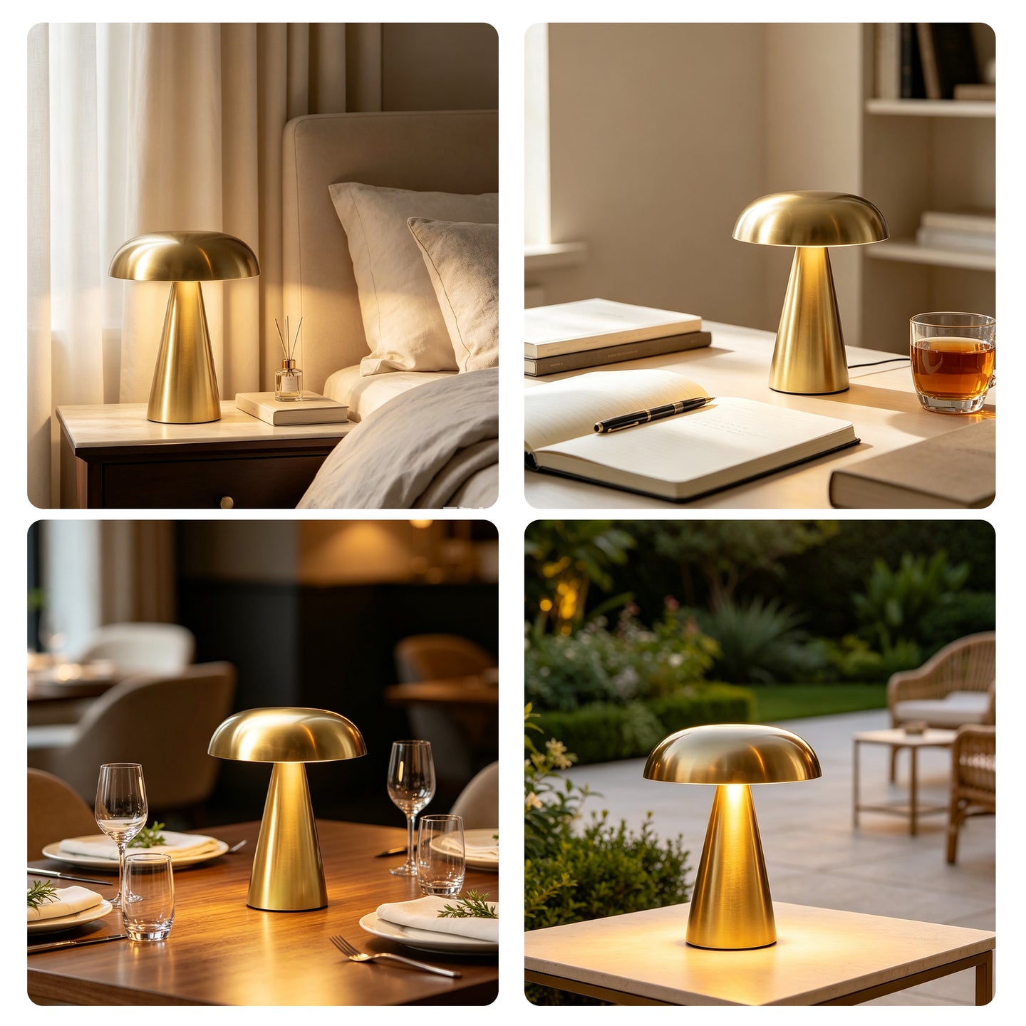 Portable Mushroom LED Table Lamp - Cordless Touch Dimmable Retro Bedside Nightlight