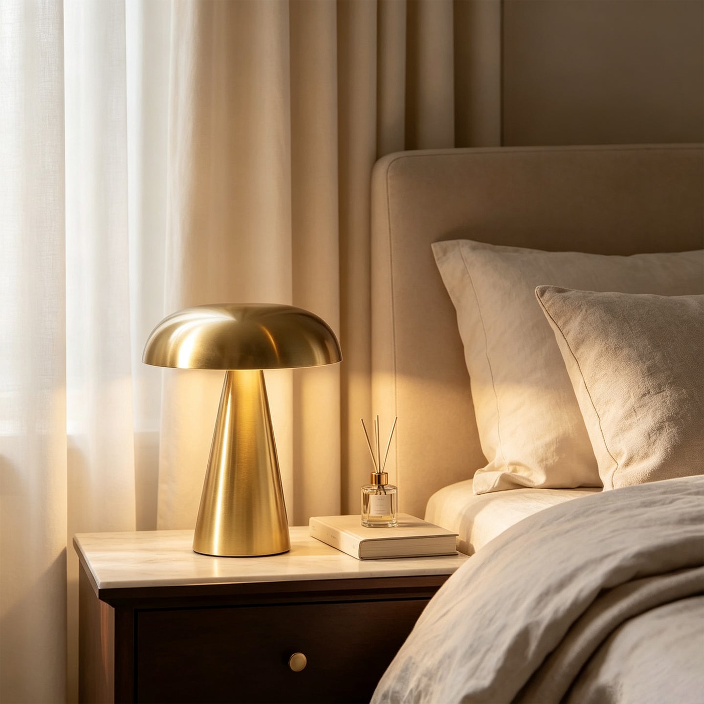Portable Mushroom LED Table Lamp - Cordless Touch Dimmable Retro Bedside Nightlight