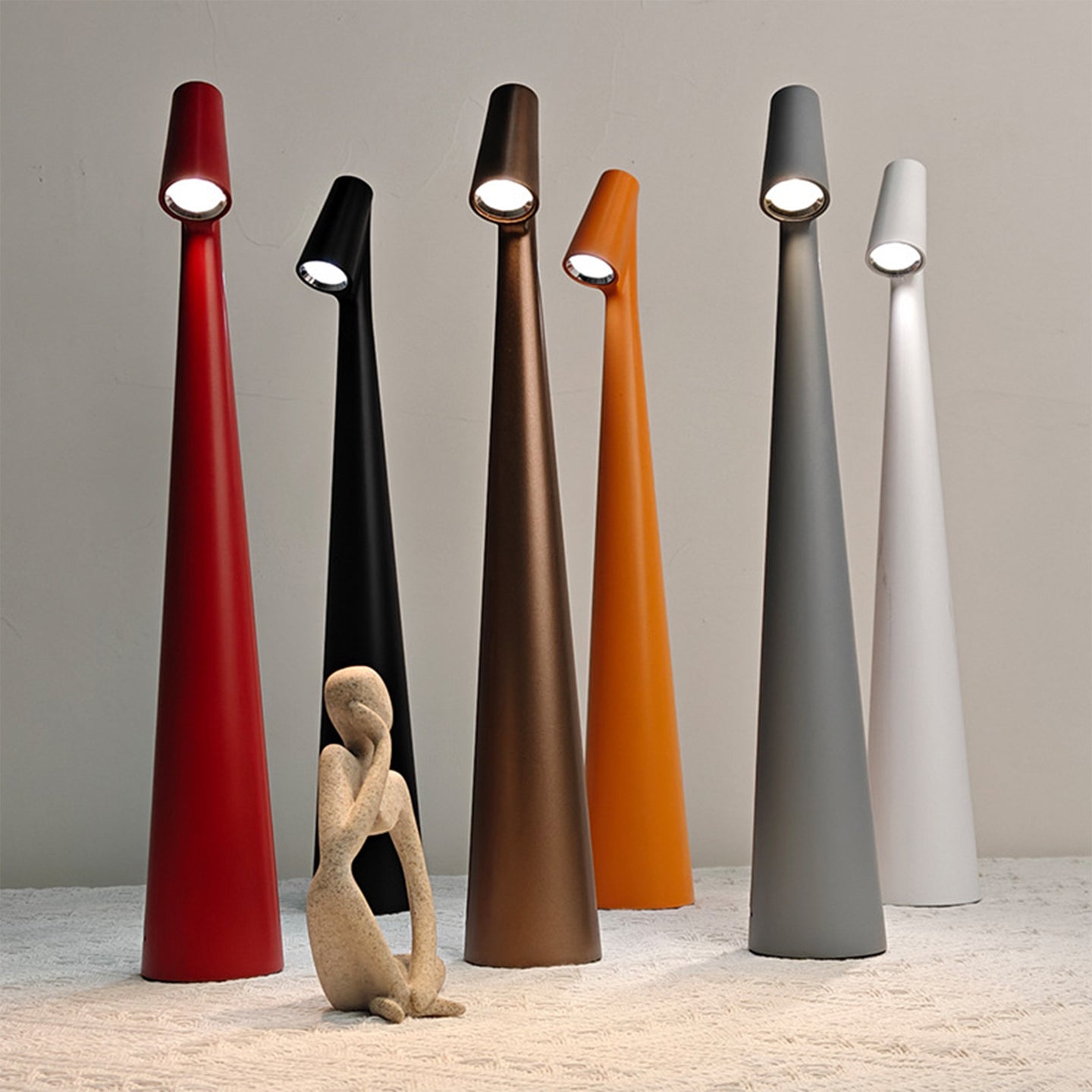 Minimalist Sculptural Cordless Table Lamp with Touch Dimming
