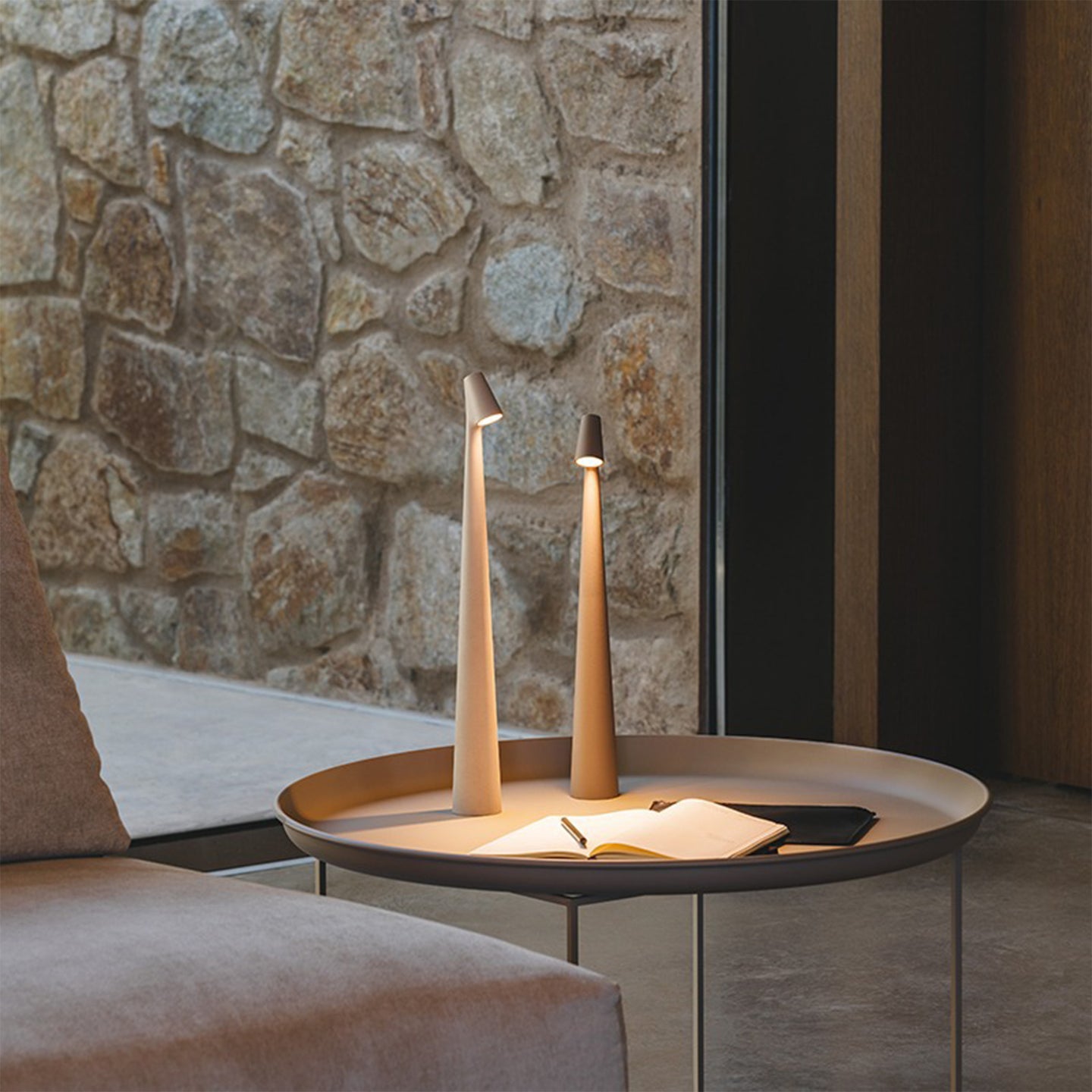 Minimalist Sculptural Cordless Table Lamp with Touch Dimming