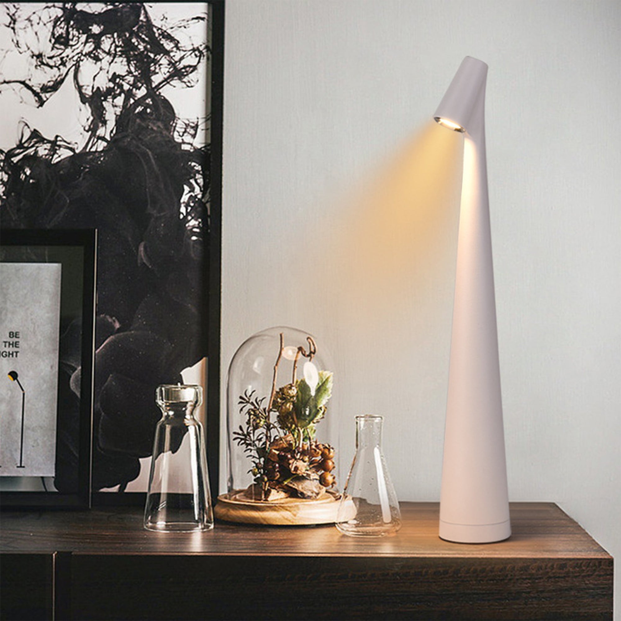 Minimalist Sculptural Cordless Table Lamp with Touch Dimming