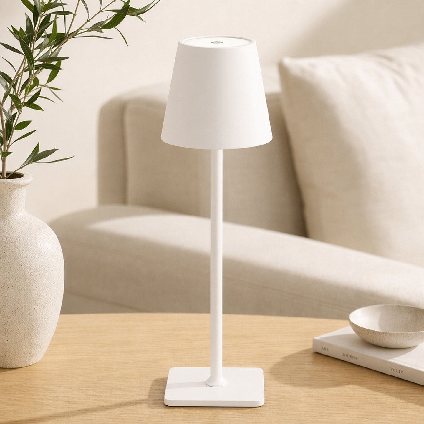 Minimalist Slim Metal Desk Lamp - Rechargeable Cordless LED Light