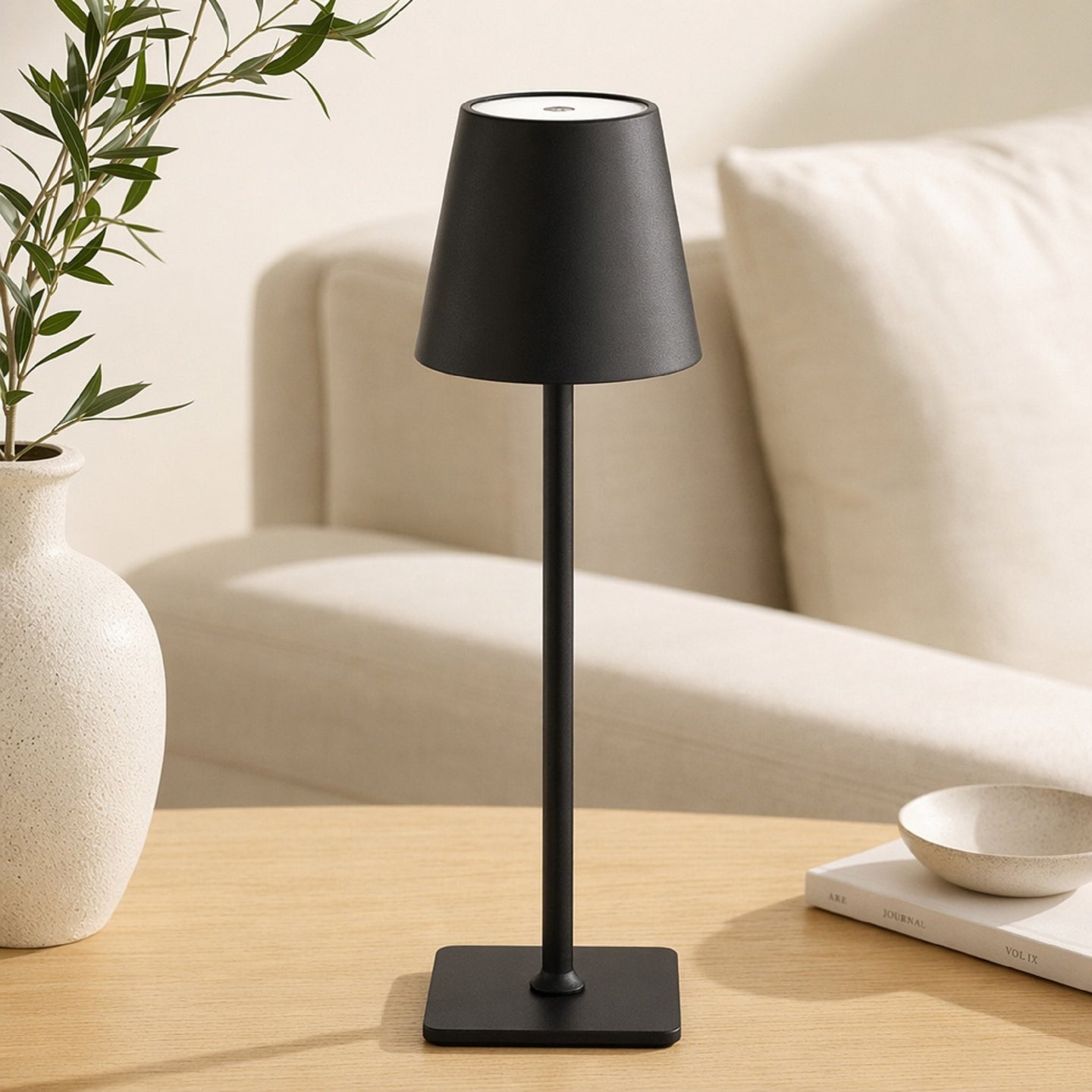 Minimalist Slim Metal Desk Lamp - Rechargeable Cordless LED Light