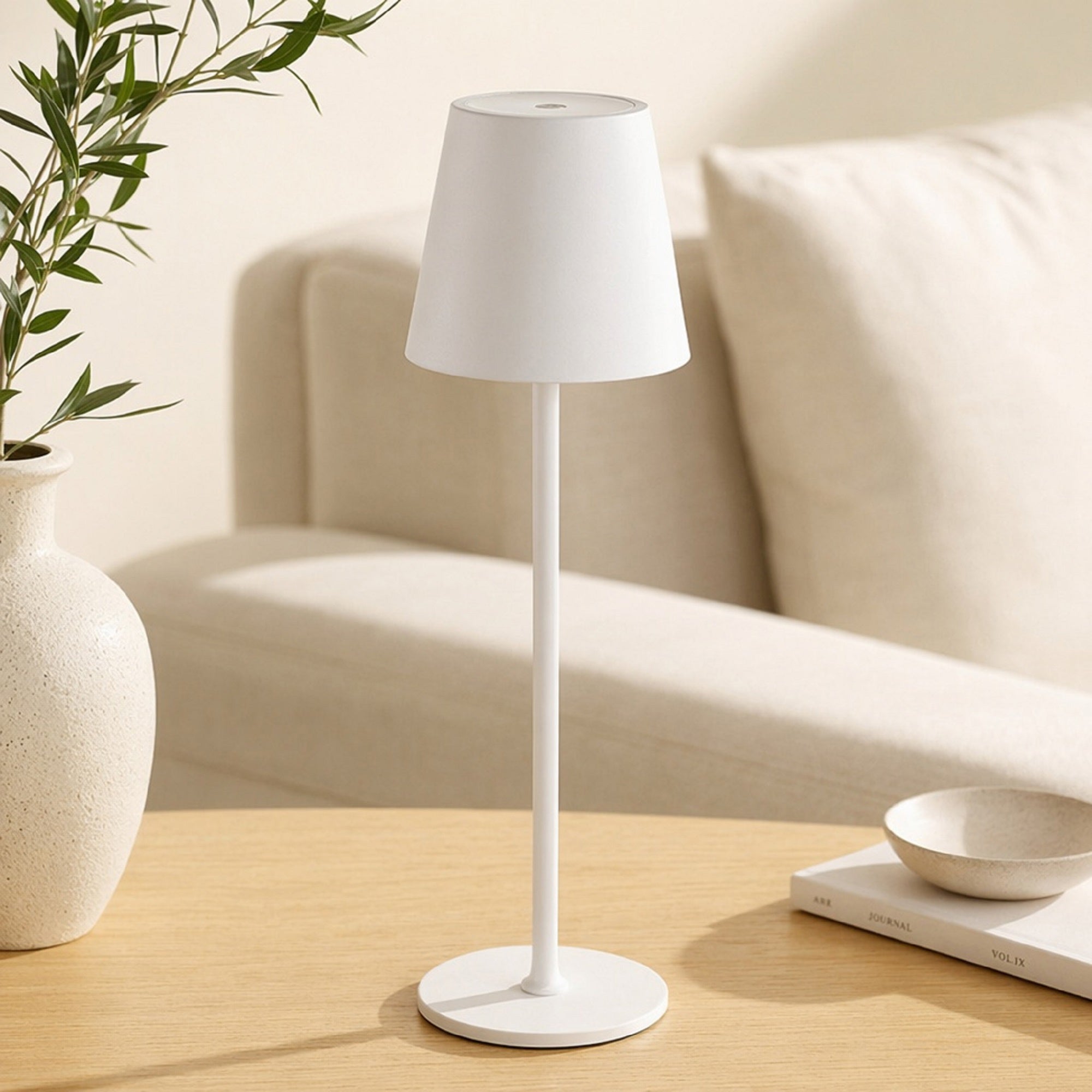 Minimalist Slim Metal Desk Lamp - Rechargeable Cordless LED Light